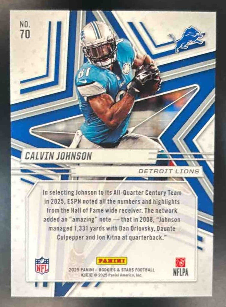 2025 Panini Rookies & Stars Calvin Johnson Orange /249 #70 Detroit Lions - Sports Cards