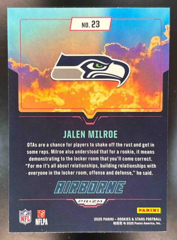 2025 Panini Rookies & Stars Jalen Milroe Airborne Silver #23 RC Seattle Seahawks - Sports Cards