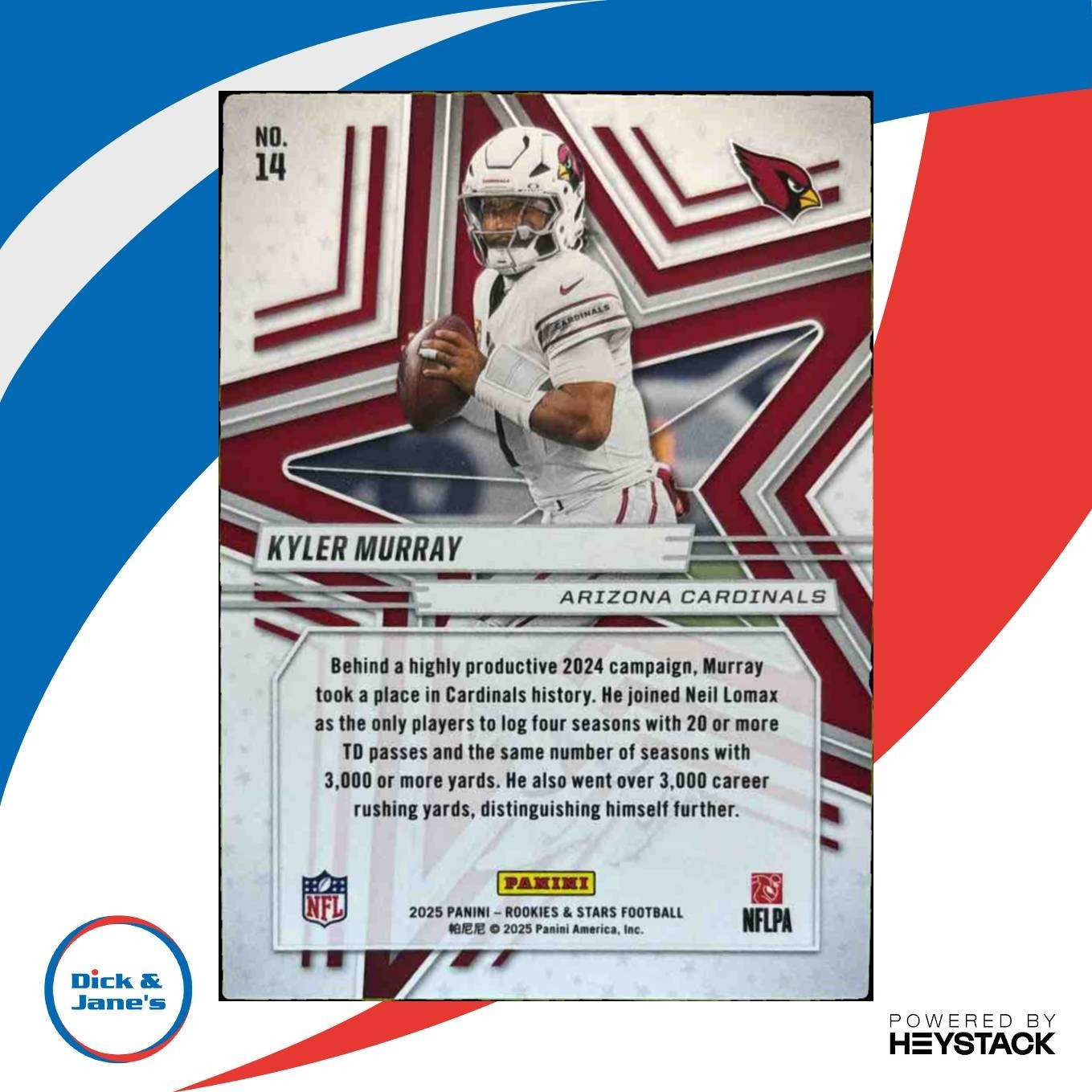 2025 Panini Rookies & Stars Kyler Murray Purple 323/999 #14 Arizona Cardinals - Sports Cards