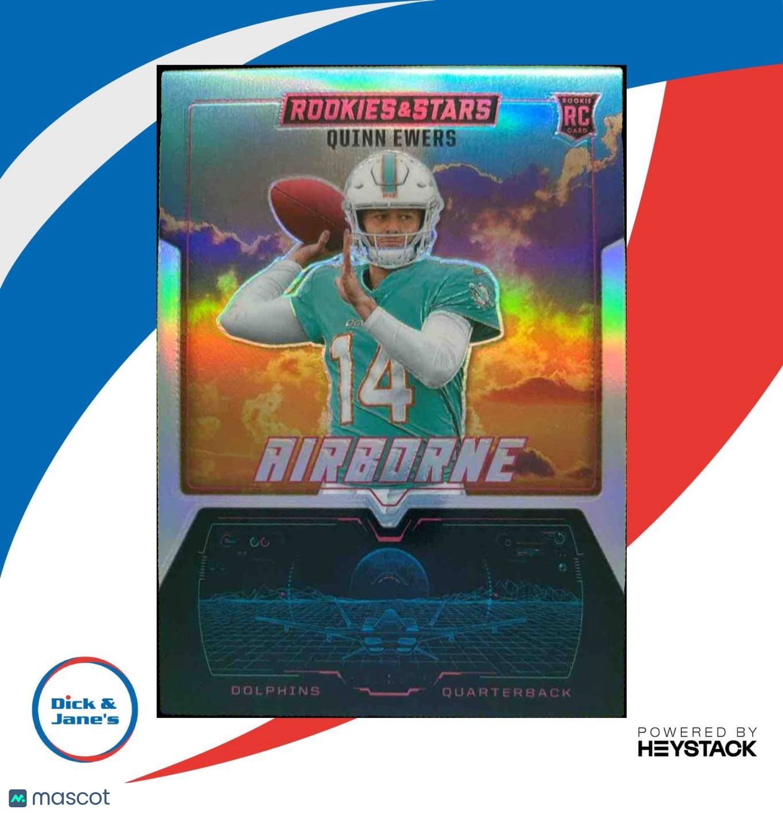 2025 Panini Rookies & Stars Quinn Ewers Airborne Silver #11 RC Miami Dolphins - Sports Cards