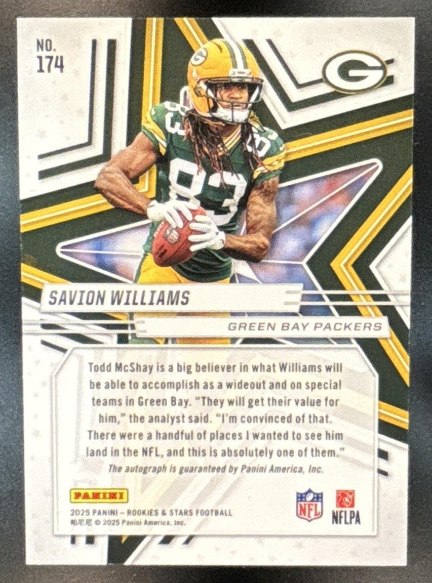 2025 Panini Rookies & Stars Savion Williams Signatures Green /5 #174 RC Auto - Sports Cards