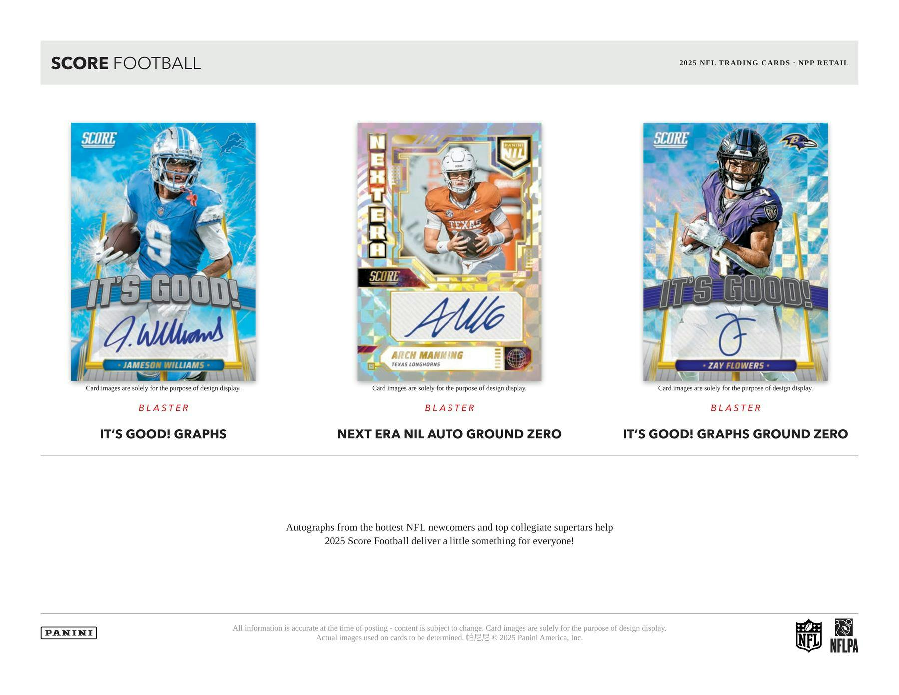 2025 Panini Score Football 6 Pack Blaster Box (24 RCs + Six Parallels) NFL Hobby Box