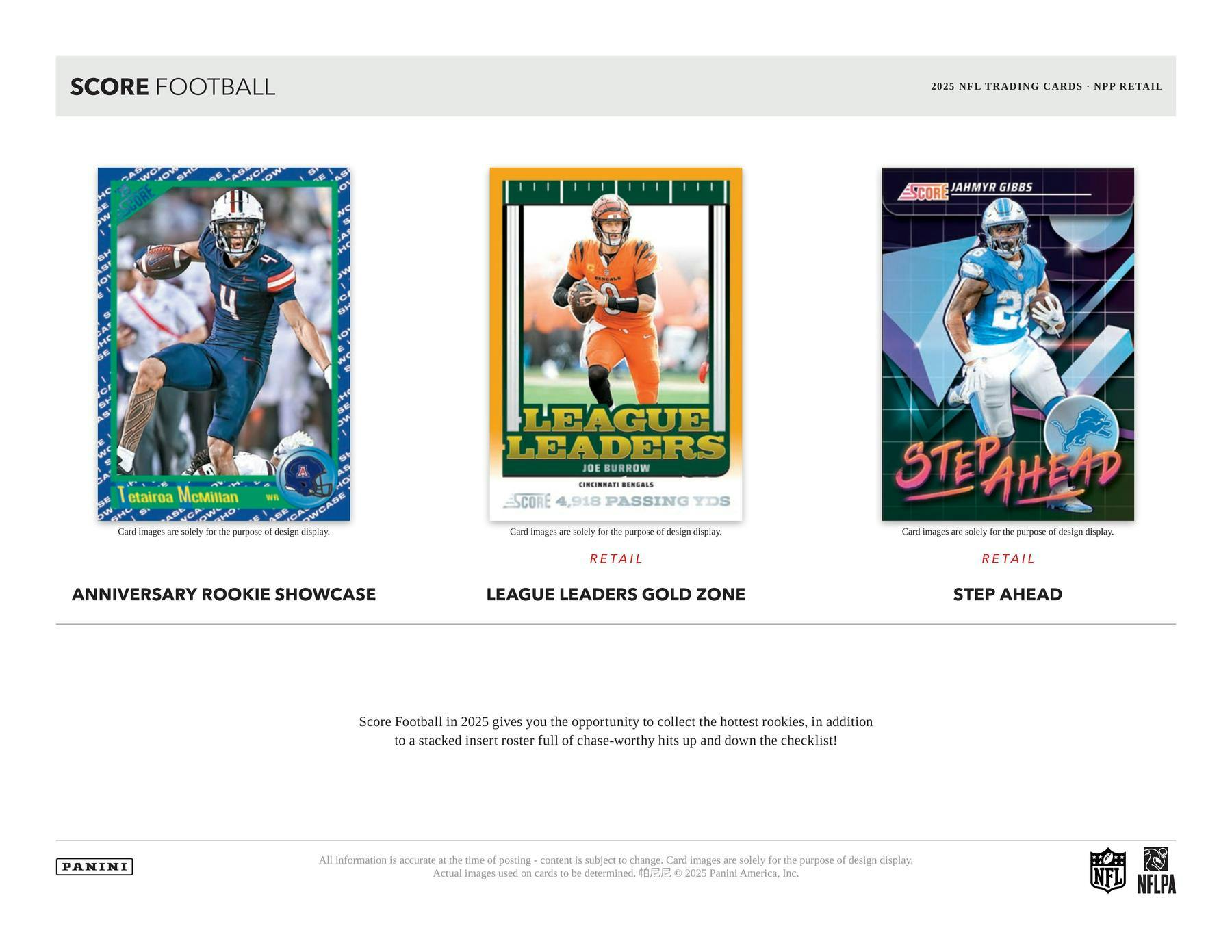 2025 Panini Score Football 6 Pack Blaster Box (24 RCs + Six Parallels) NFL Hobby Box
