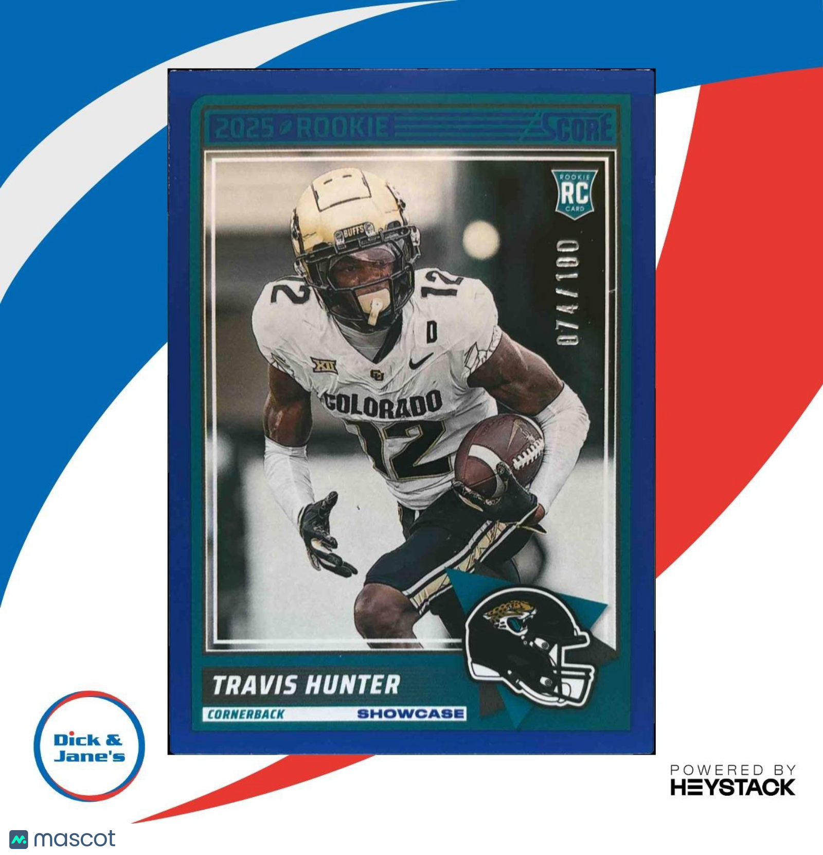2025 Panini Score Travis Hunter Rookies Showcase 74/100 #20 Jacksonville Jaguars - Sports Cards