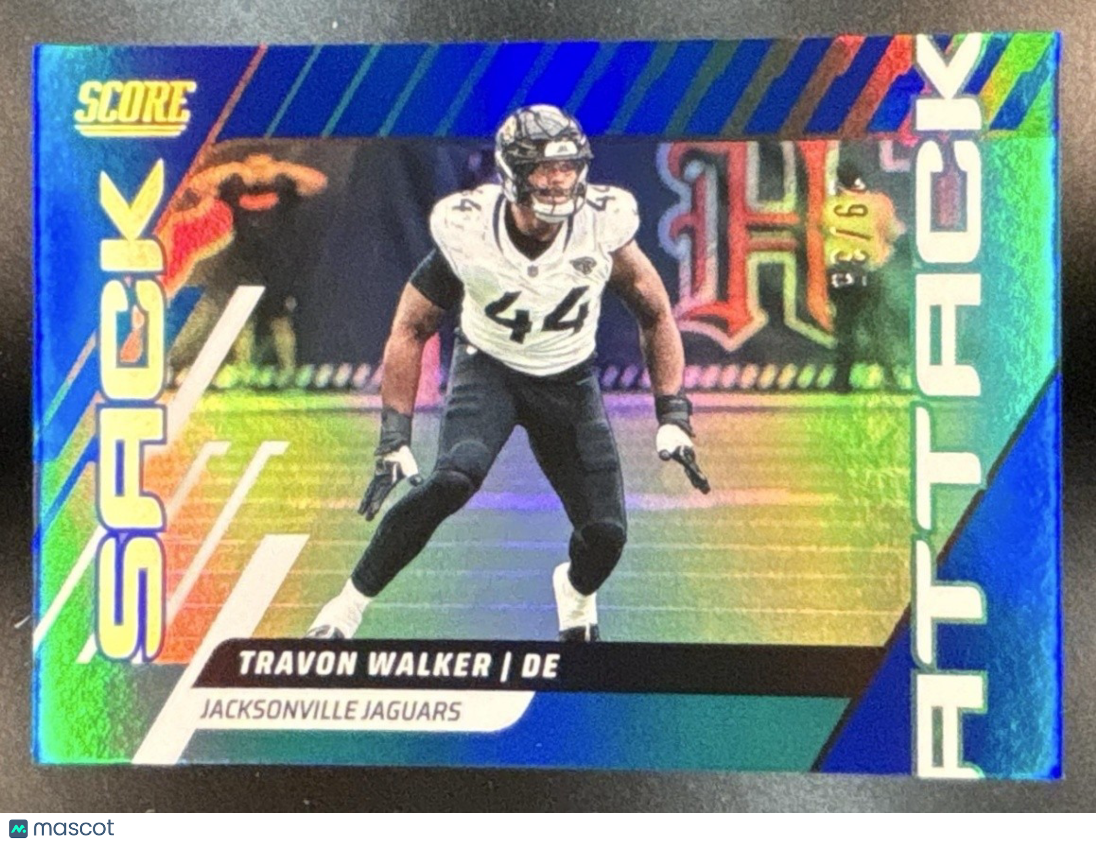 2025 Panini Score Travon Walker Sack Attack /35 #15 Jacksonville Jaguars - Sports Cards