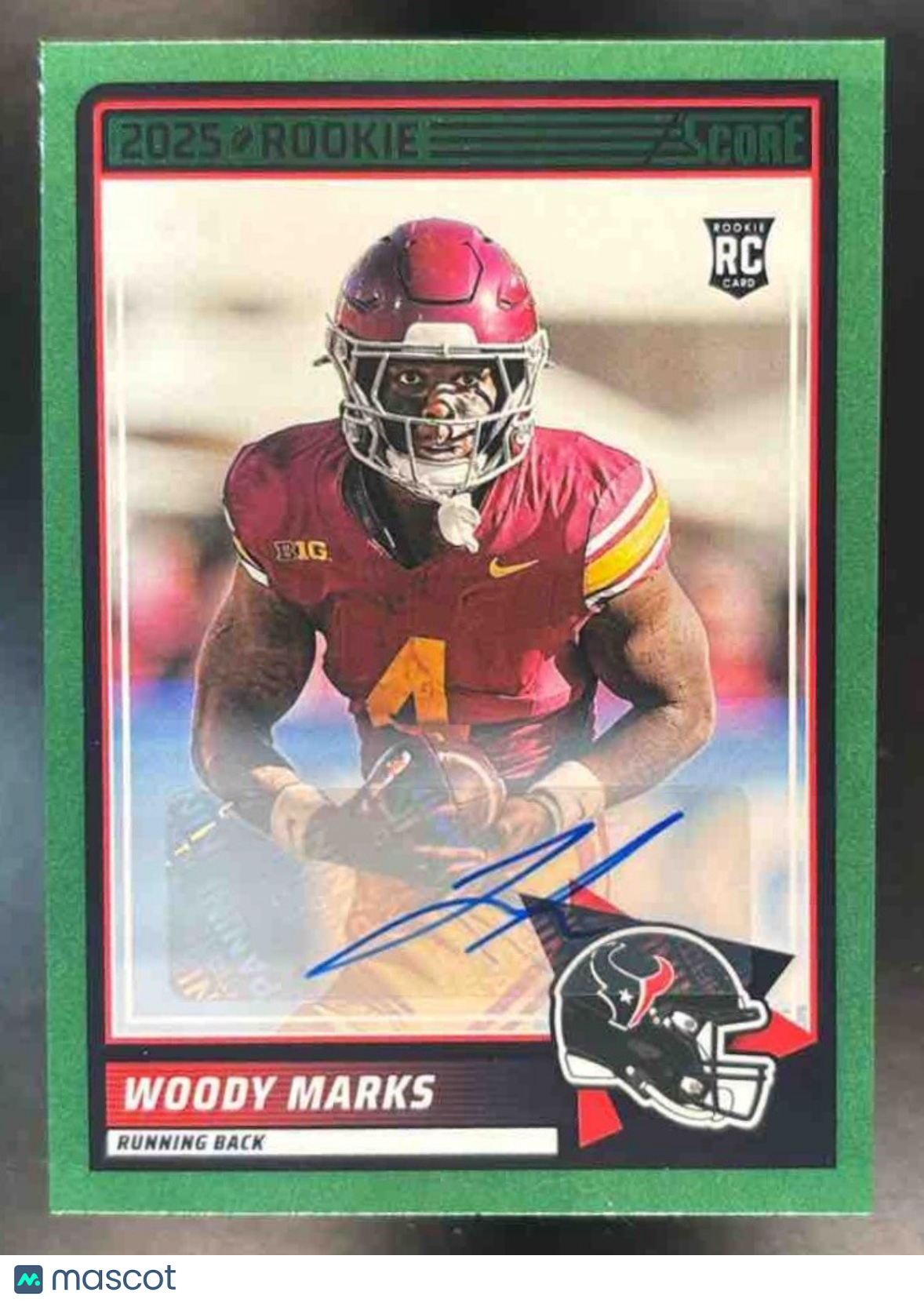 2025 Panini Score Woody Marks Rookies Signatures Green #43 Auto Houston Texans - Sports Cards