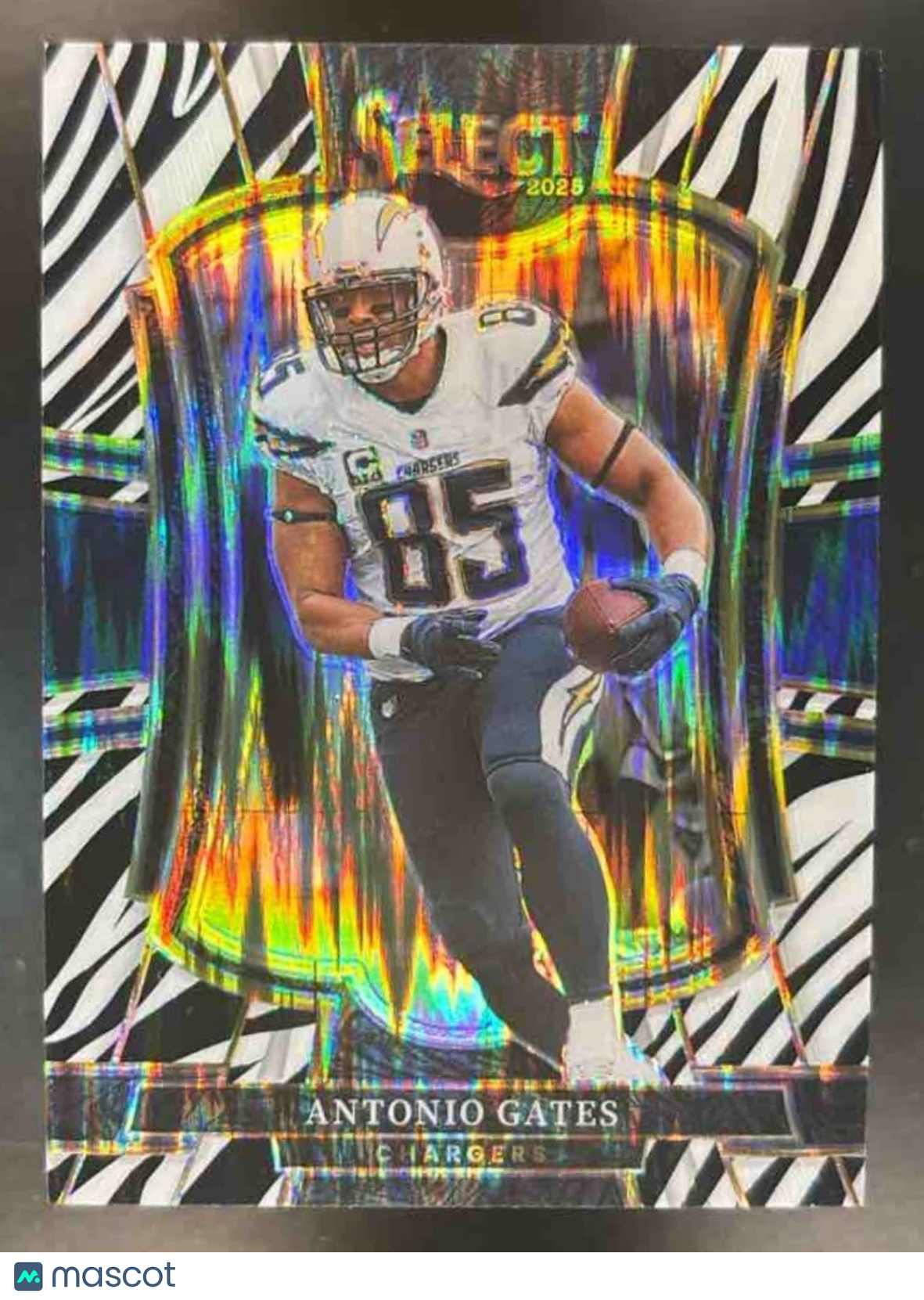 2025 Panini Select Antonio Gates Zebra Prizm Shock #150 San Diego Chargers - Sports Cards
