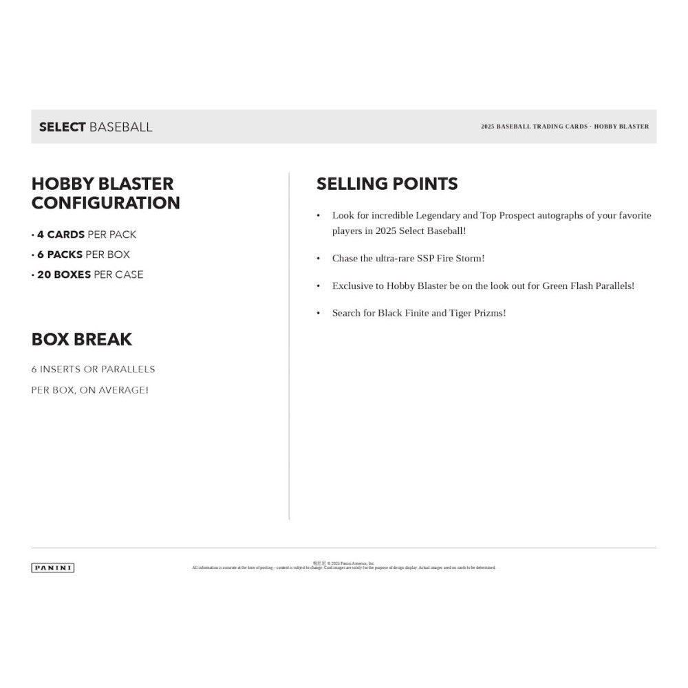 2025 Panini Select Baseball Hobby Blaster Box (Green Flash) - Collectible Trading Cards