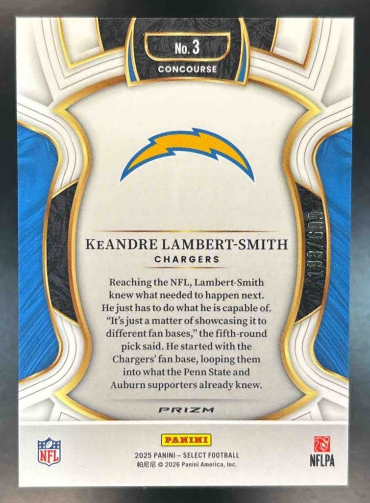 2025 Panini Select KeAndre Lambert-Smith Purple Prizm /699 Los Angeles Chargers - Sports Cards
