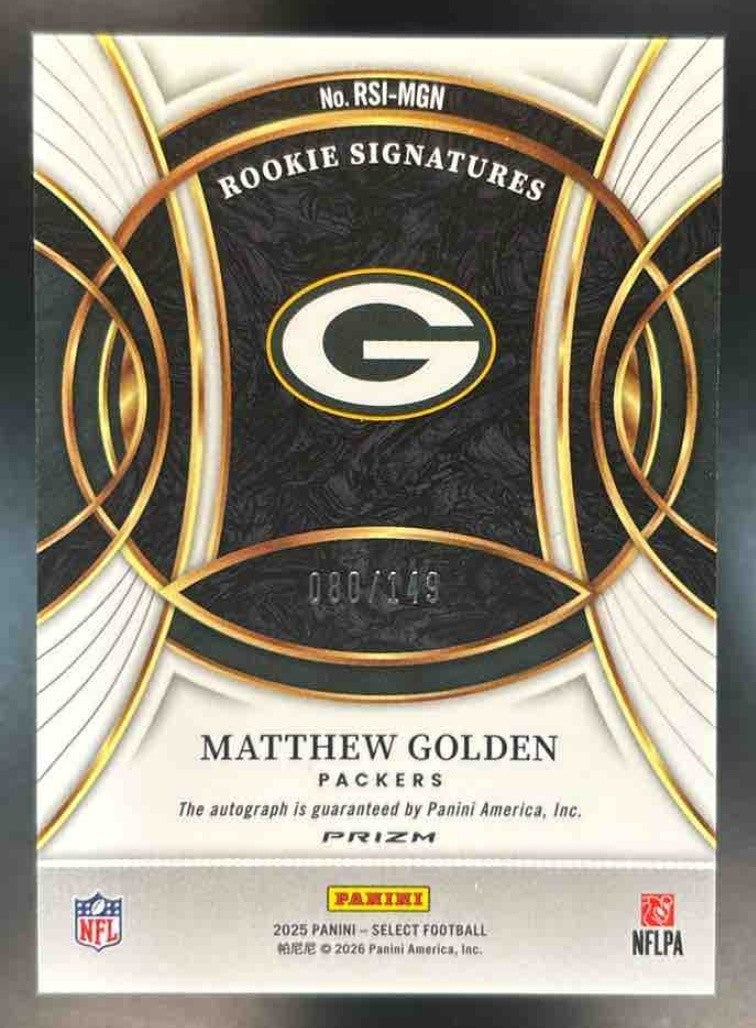 2025 Panini Select Matthew Golden Rookie Signatures Blue Prizm /149 Auto - Sports Cards