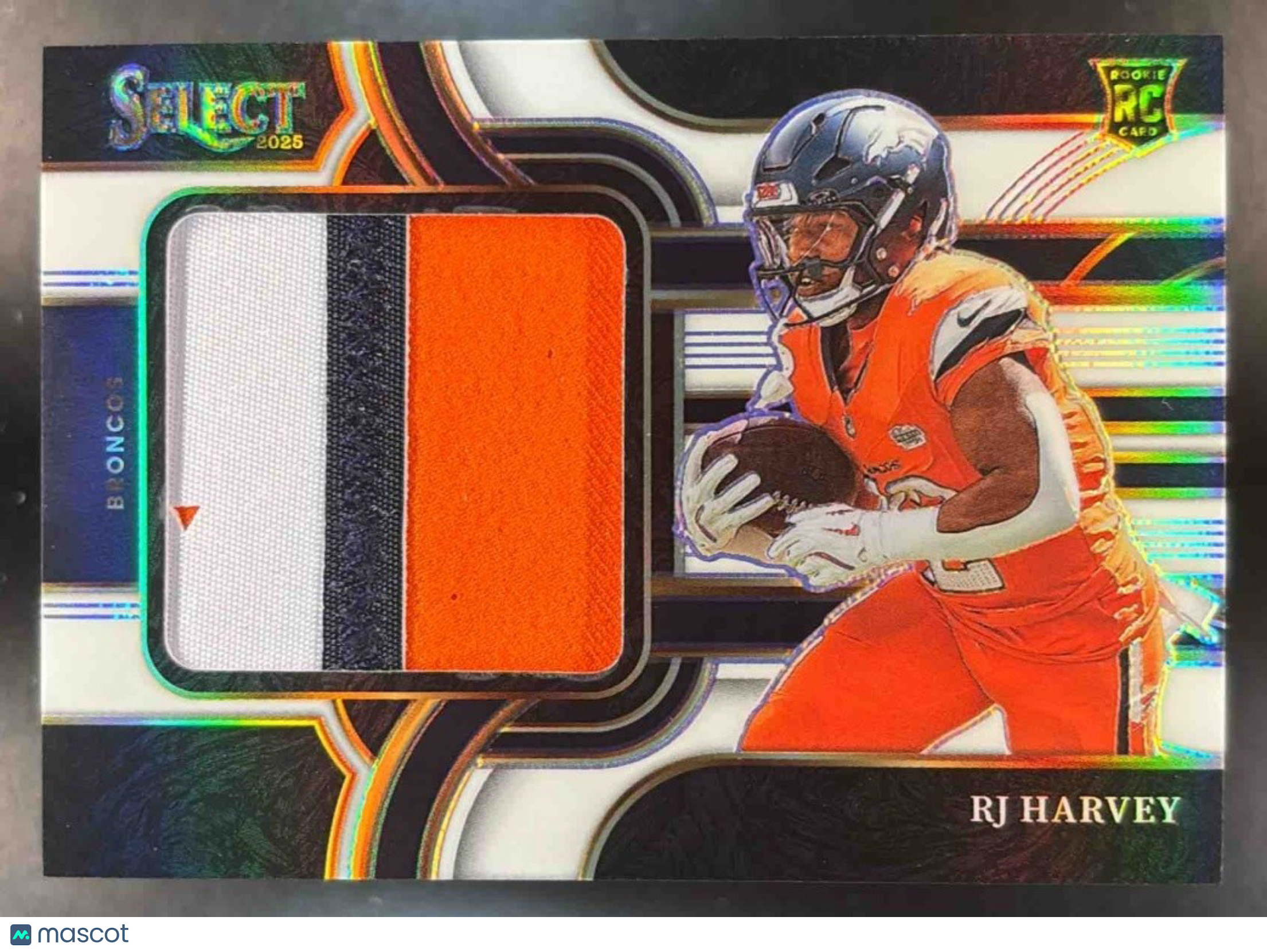 2025 Panini Select RJ Harvey Jumbo Rookie Swatch White /99 RC Denver Broncos - Sports Cards