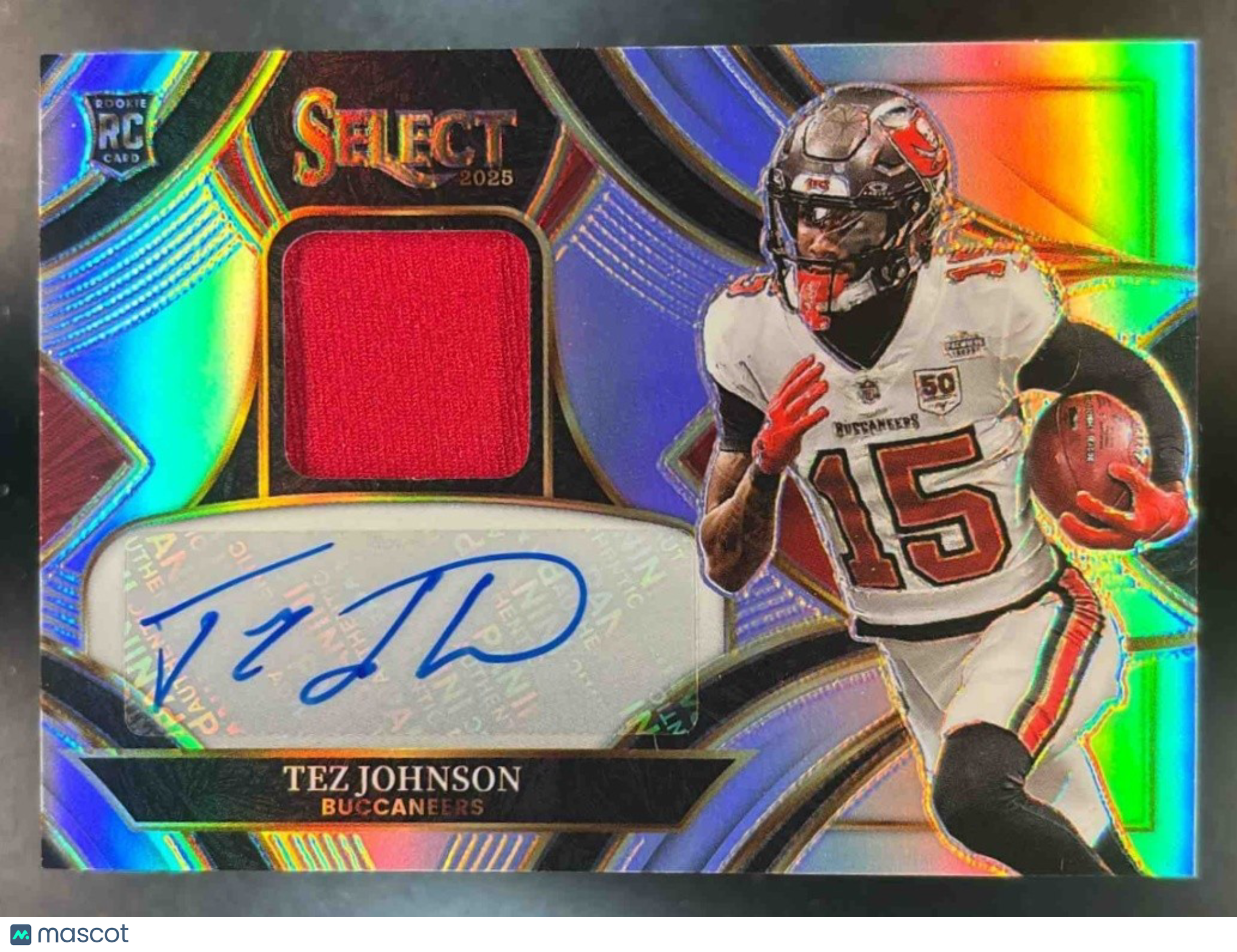 2025 Panini Select Tez Johnson Patch Auto Prizm /249 RC Tampa Bay Buccaneers - Sports Cards