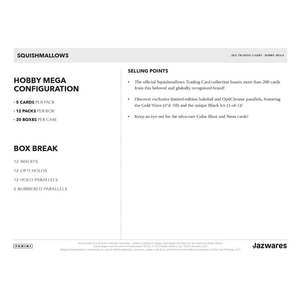 2025 Panini Squishmallows Series 2 Hobby Mega Box (Teal Pandora / Blue Mosiac) - Entertaiment Mega