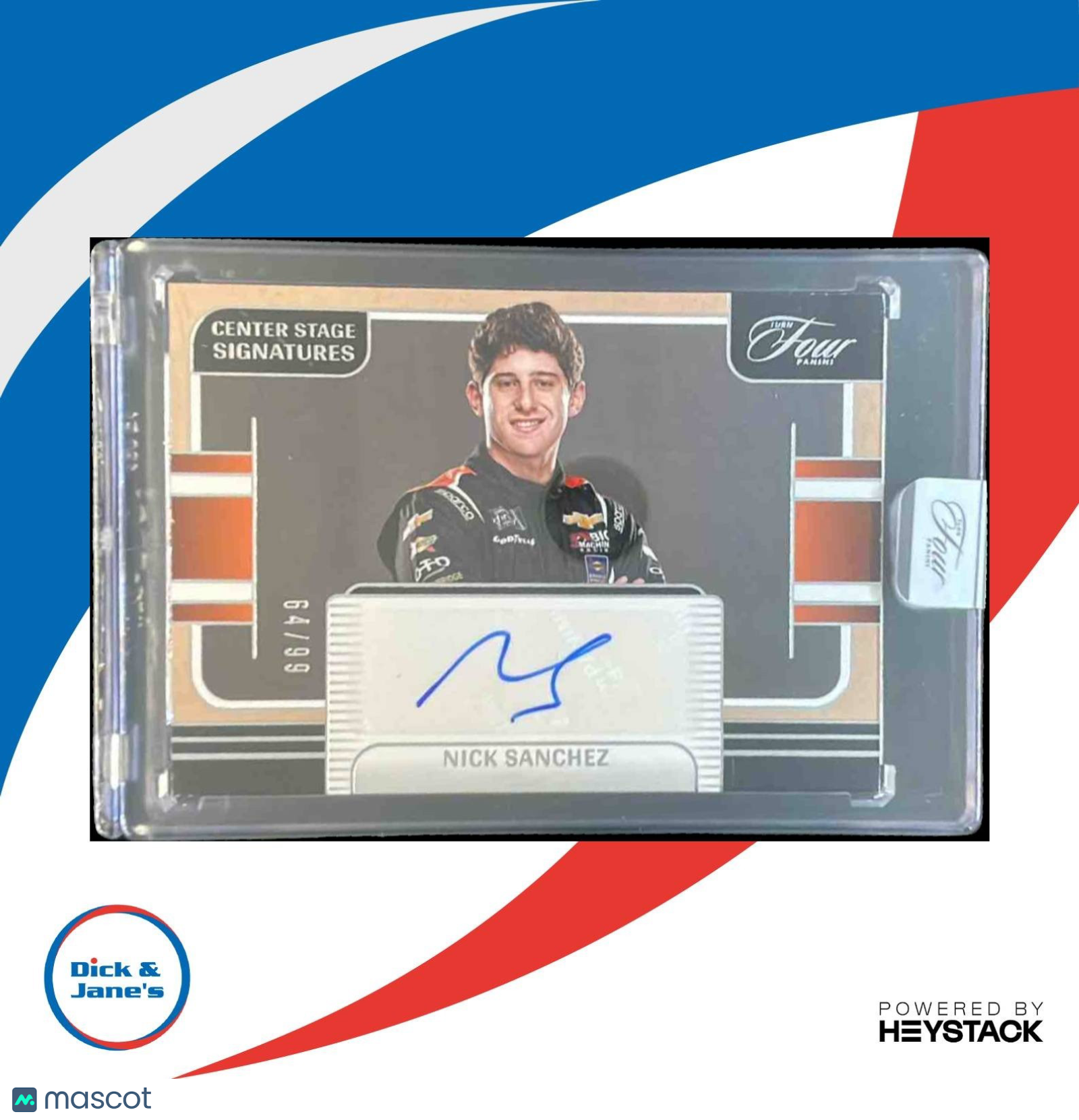 2025 Panini Turn Four NASCAR Nick Sanchez Center Stage Signatures /99 Auto - Sports Cards