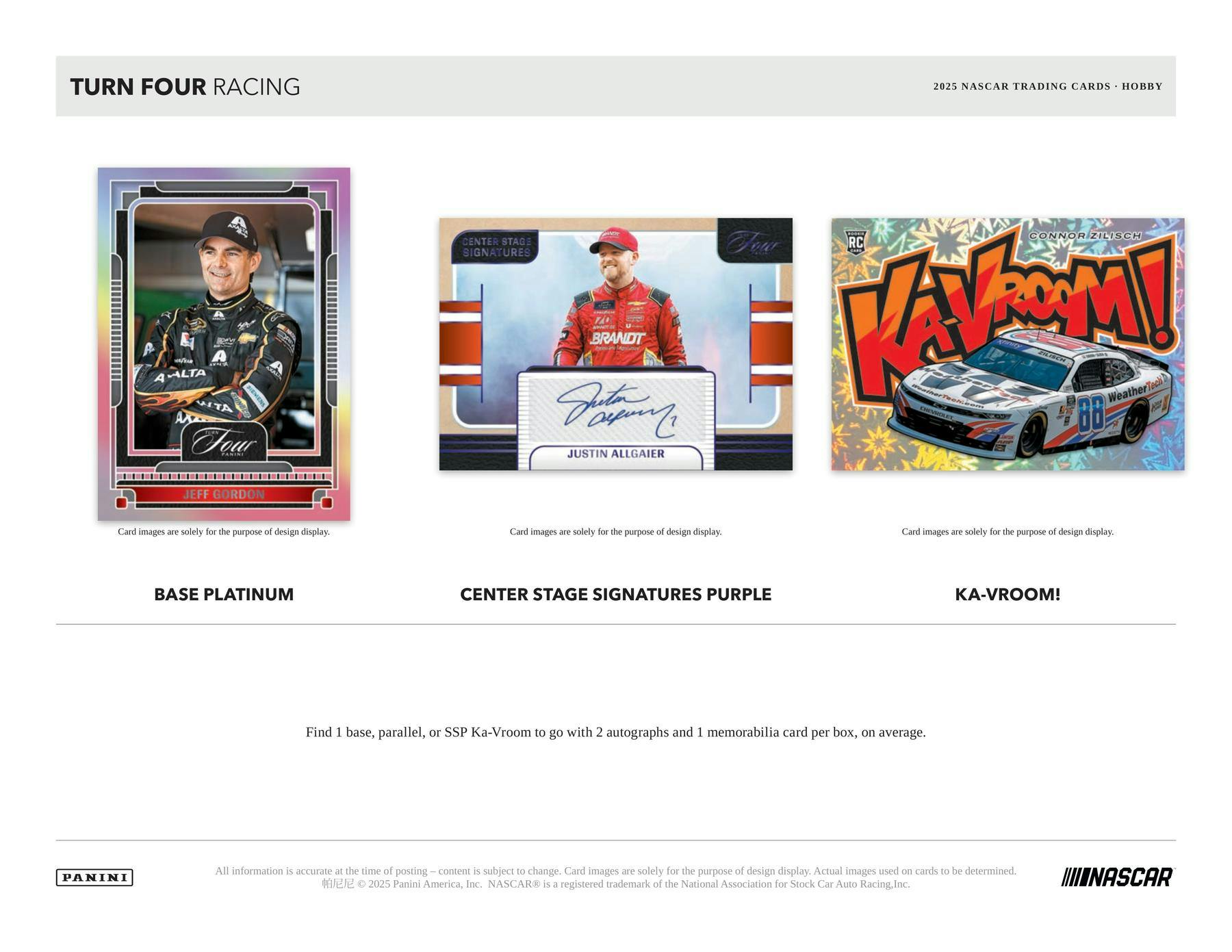 2025 Panini Turn Four Racing Hobby Box NASCAR (2 Auto / 1 Mem) - NASCAR