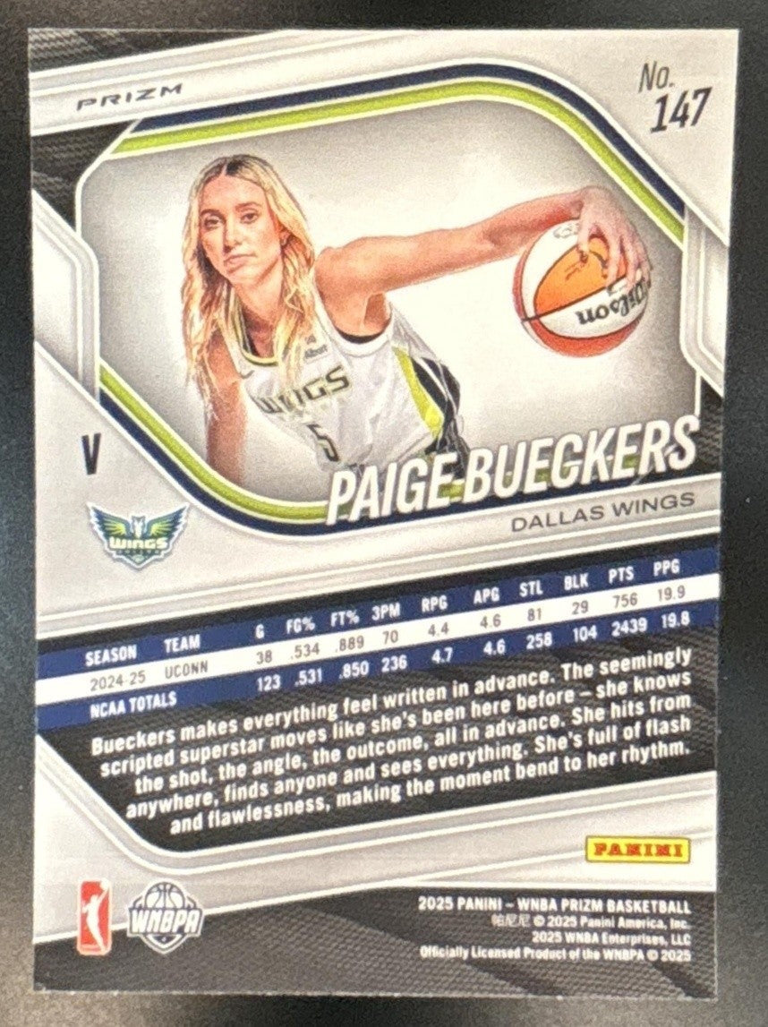 2025 Panini WNBA Prizm Paige Bueckers White Seismic #147 Dallas Wings - Sports Cards
