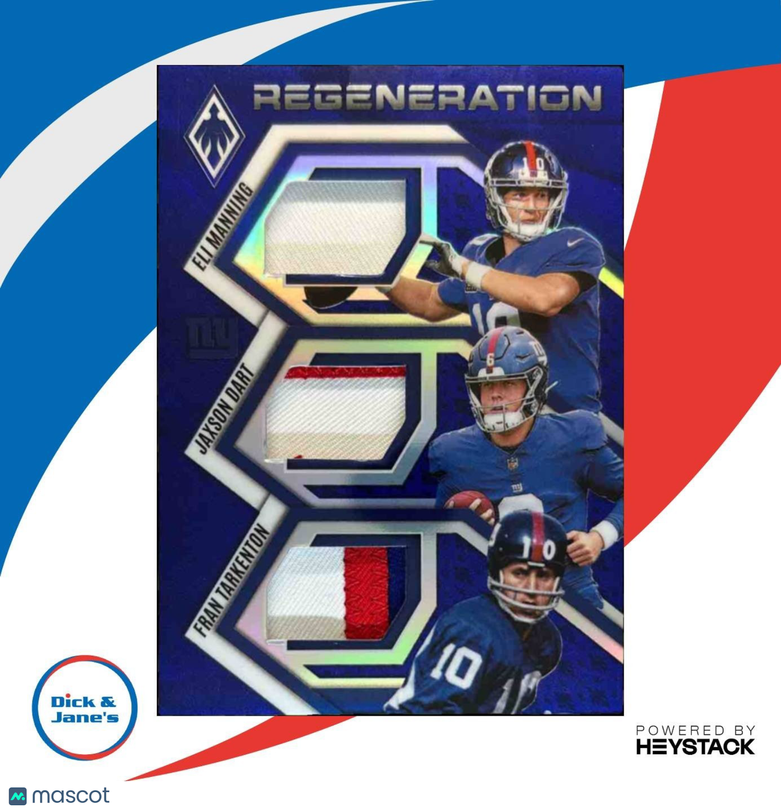 2025 Phoenix Eli Manning Fran Tarkenton Jaxson Dart Blue /199 MEM RC Giants - Sports Cards