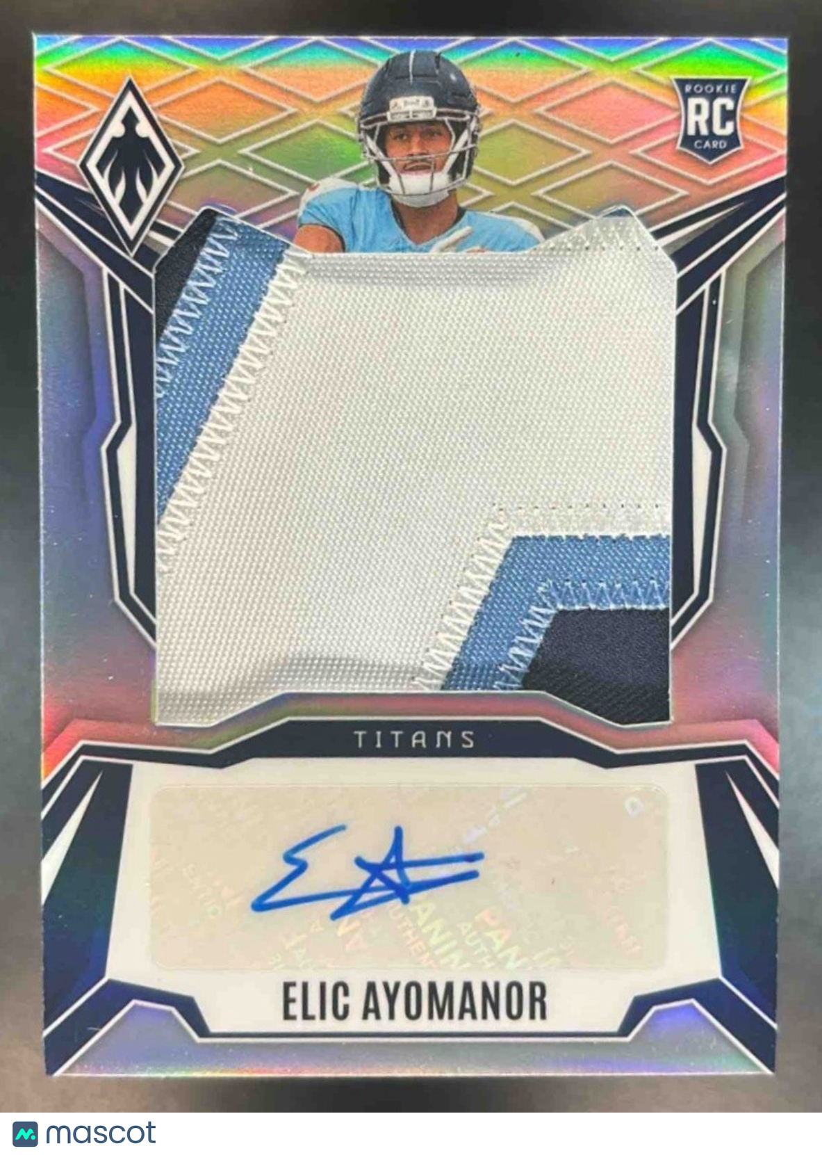 2025 Phoenix Elic Ayomanor Rookie Patch Auto Silver /149 MEM RC Tennessee Titans - Sports Cards