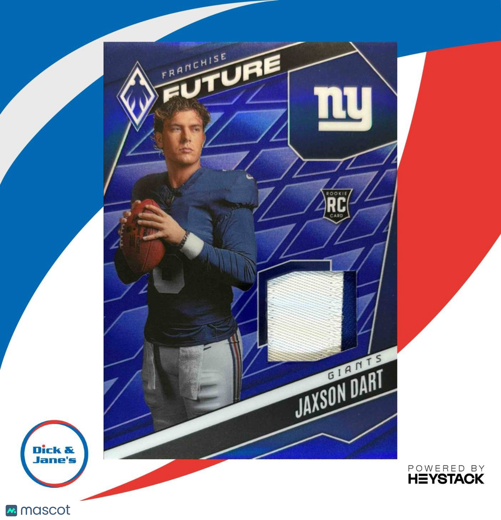 2025 Phoenix Jaxson Dart Franchise Future Material Blue /199 MEM RC Giants - Sports Cards