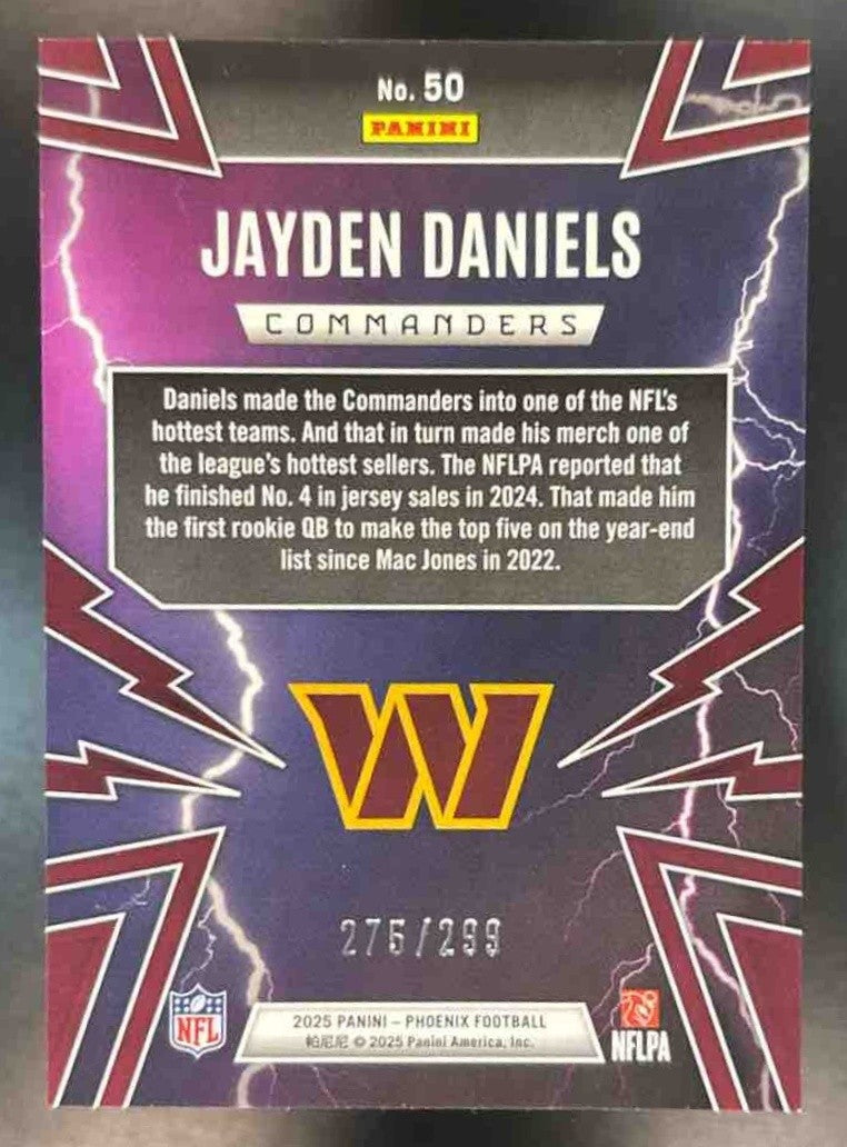 2025 Phoenix Jayden Daniels Thunderbirds Silver Hyper /299 #50 Commanders - Sports Cards