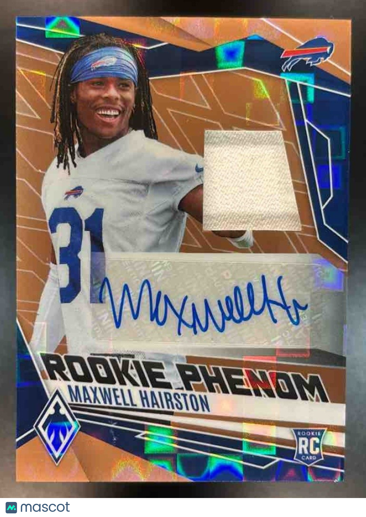 2025 Phoenix Maxwell Hairston Rookie Phenoms Patch Auto Bronze /199 MEM RC Bills - Sports Cards