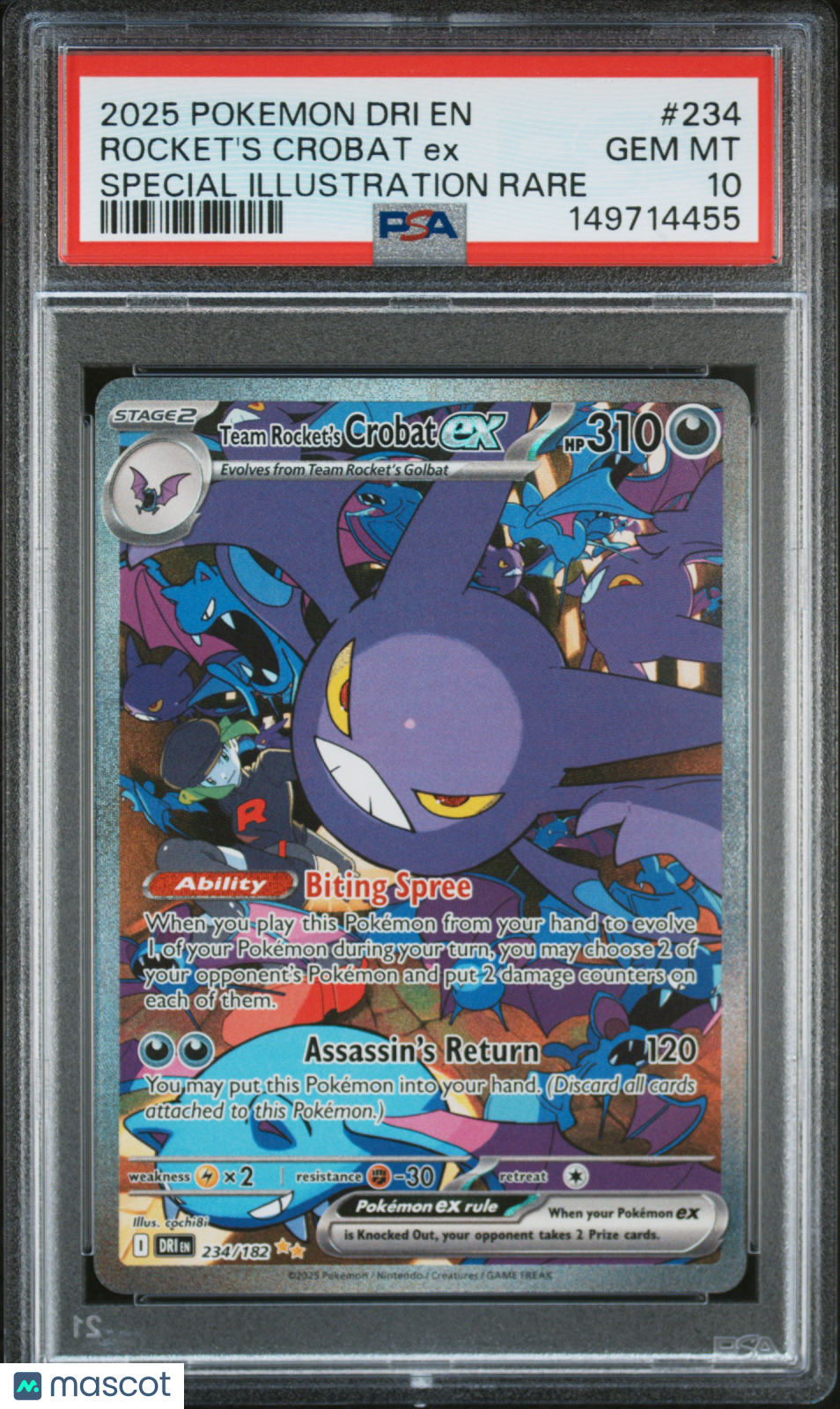 2025 Pokemon Destined Rivals Rocket’s Crobat EX #234 SIR PSA 10 GEM MINT - Graded TCG/CCG