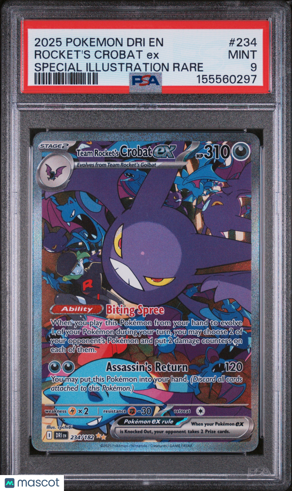 2025 Pokemon Destined Rivals Rocket’s Crobat EX #234 SIR PSA 9 MINT - Graded TCG/CCG
