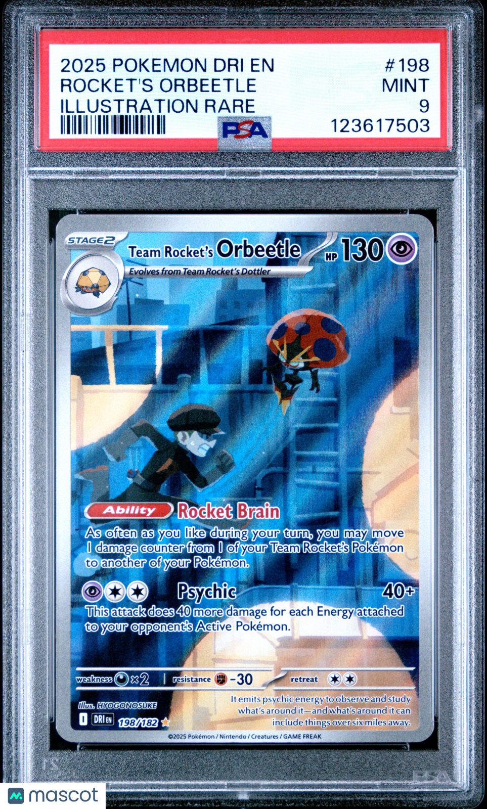 2025 Pokemon Dri EN-Destined Rivals Rocket’s Orbeetle Illustration Rare PSA 9 - Graded TCG/CCG