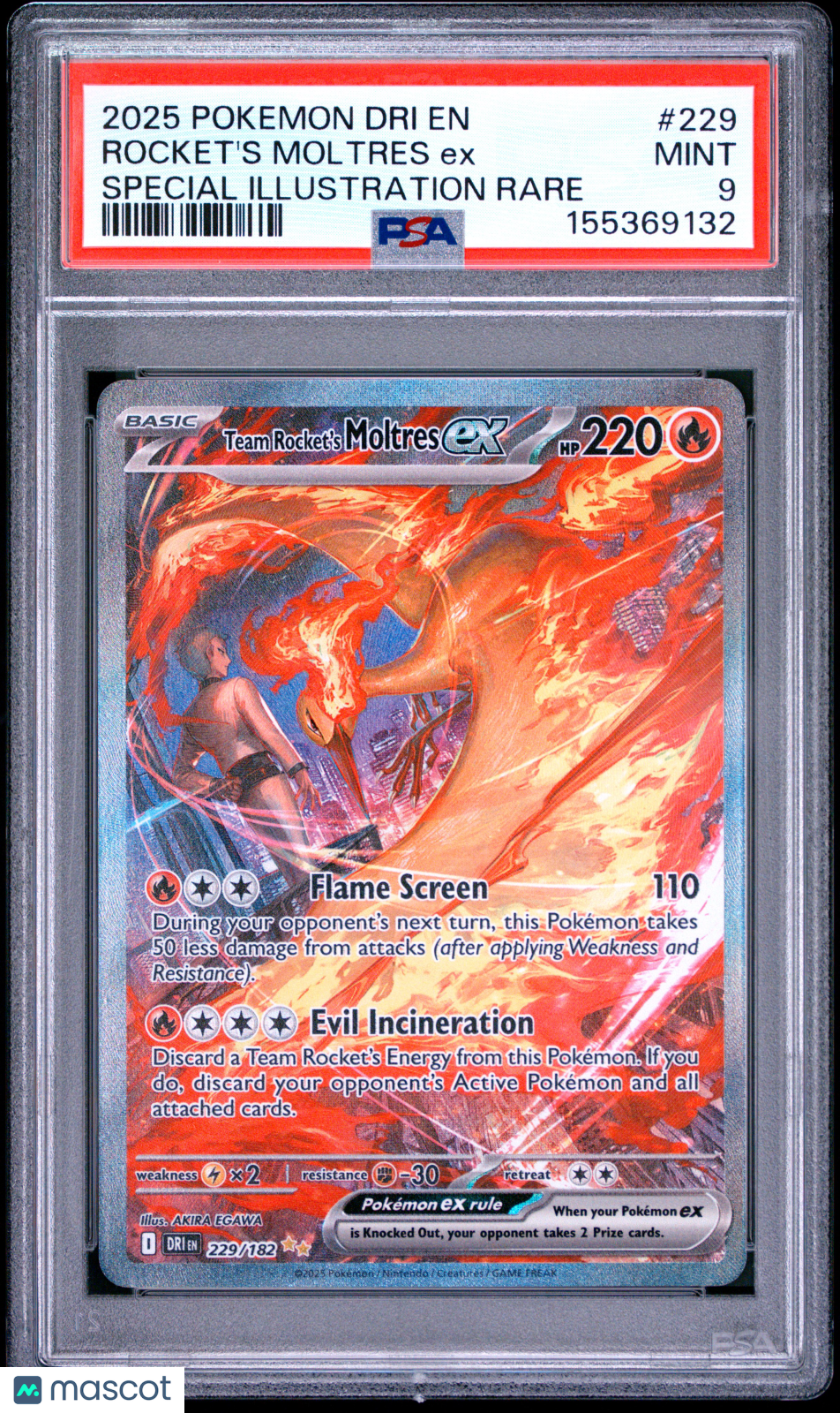 2025 Pokemon Dri EN- Rocket’s Moltres EX Special Illustration Rare PSA 9 - Graded TCG/CCG