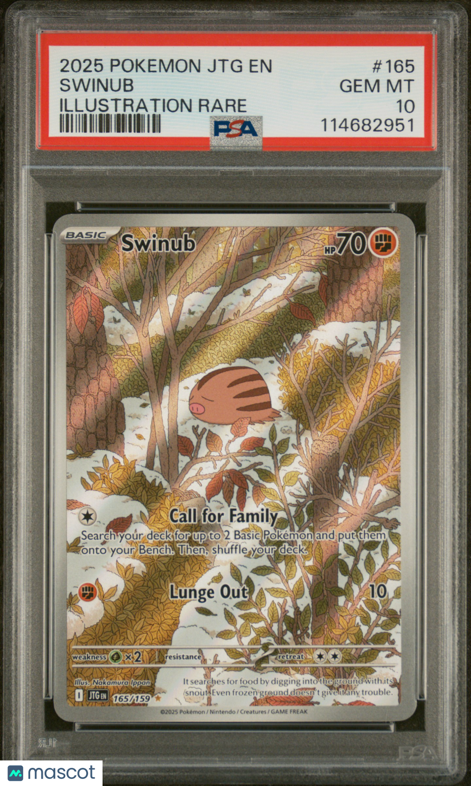 2025 Pokemon Journey Together Swinub #165 Illustration Rare PSA 10 GEM MINT - Graded TCG/CCG