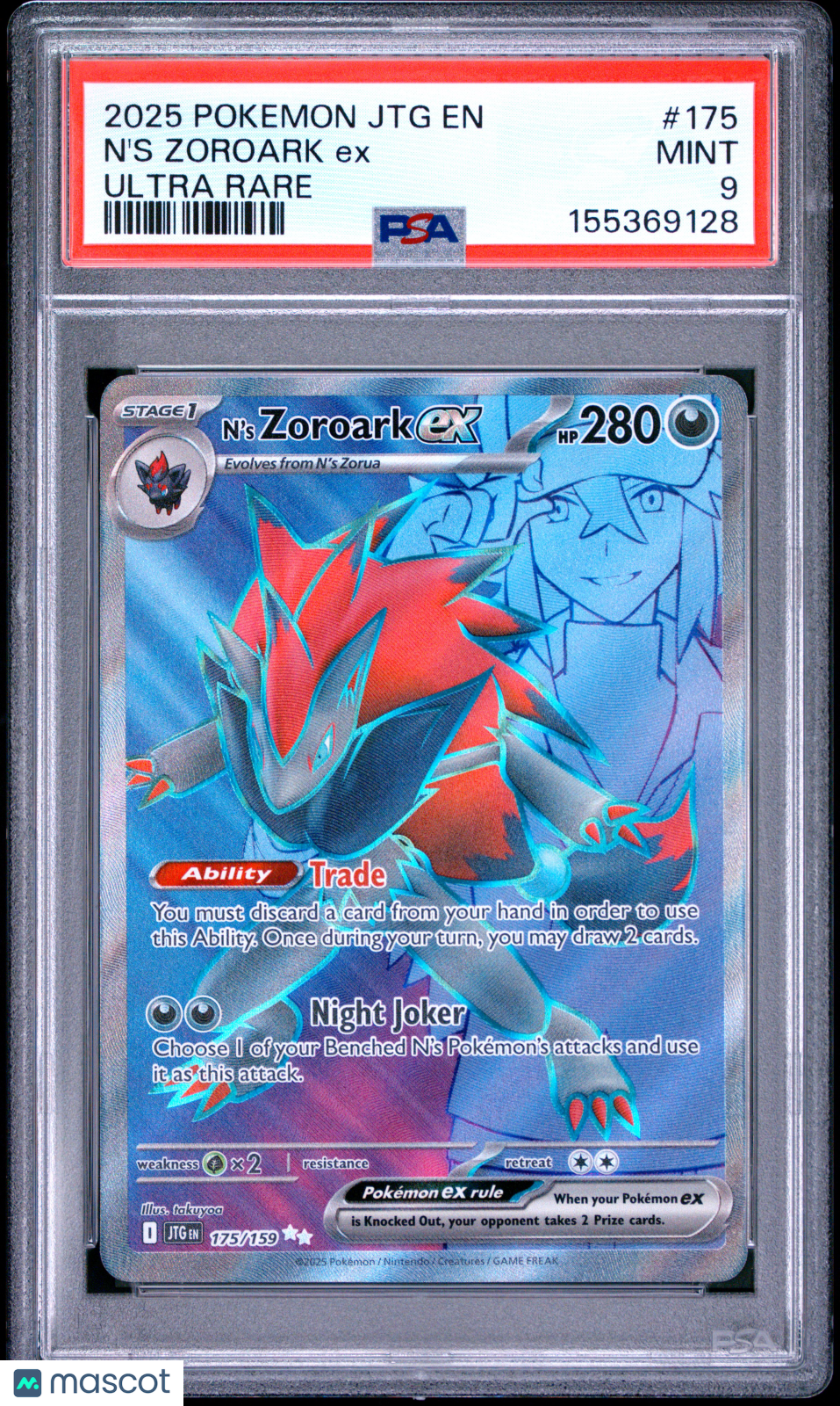 2025 Pokemon JTG EN-Journey Together N’S Zoroark EX #175 Ultra Rare PSA 9 - Graded TCG/CCG