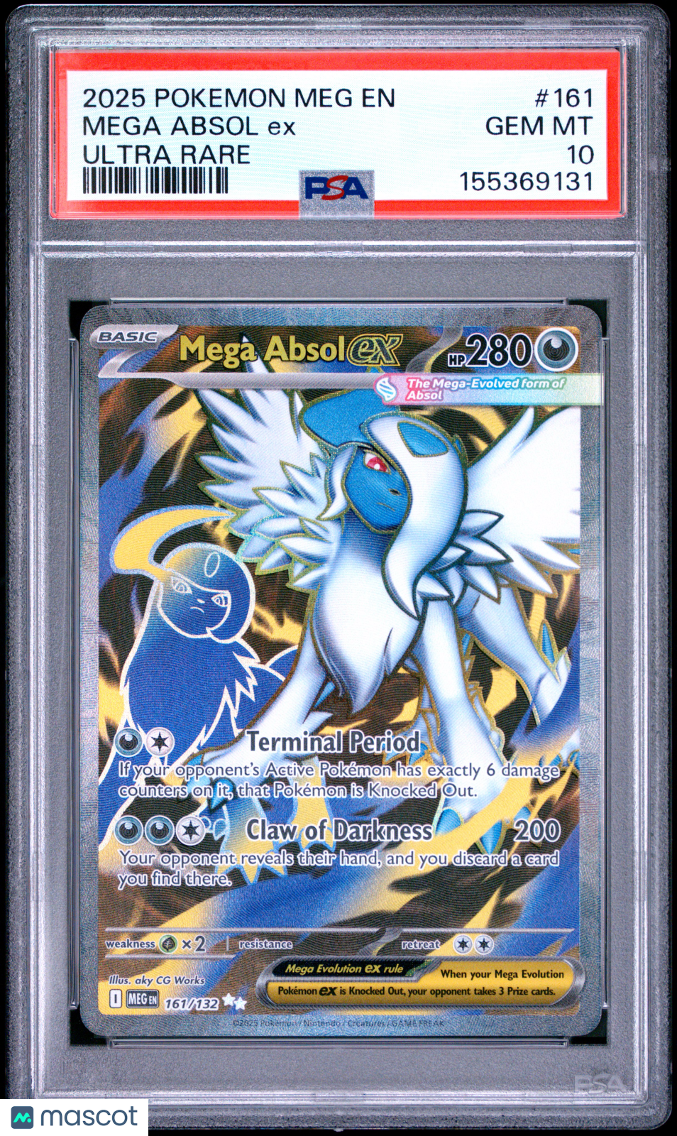 2025 Pokemon Meg EN-Mega Evolution Mega Absol EX #161 Ultra Rare PSA 10 - Graded TCG/CCG
