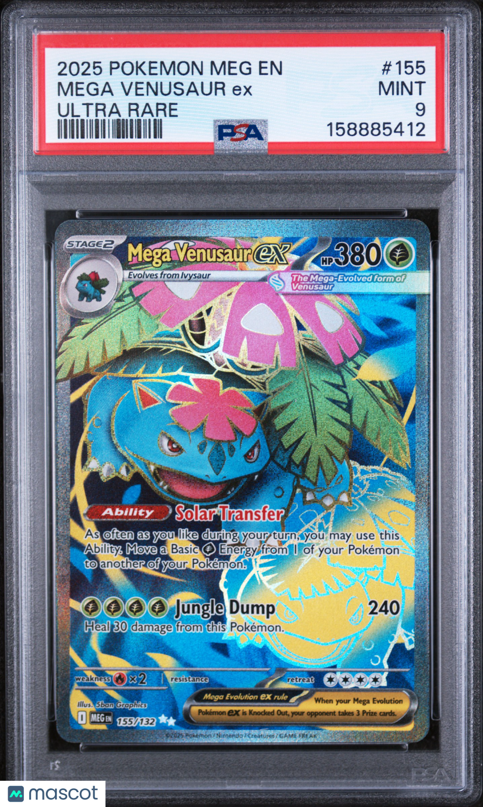 2025 Pokemon Meg EN-Mega Evolution Mega Venusaur EX #155 Ultra Rare PSA 9 - Graded TCG/CCG