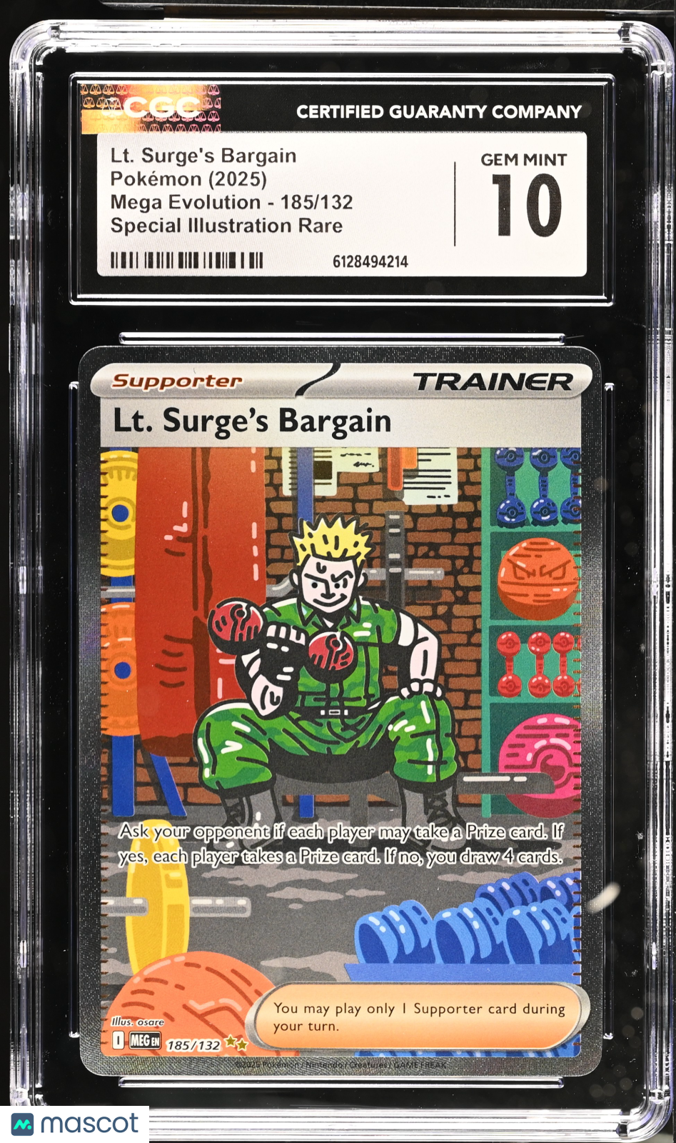 2025 Pokemon Mega Evolution Lt. Surge’s Bargain #185/132 SIR CGC 10 GEM MINT - Graded TCG/CCG