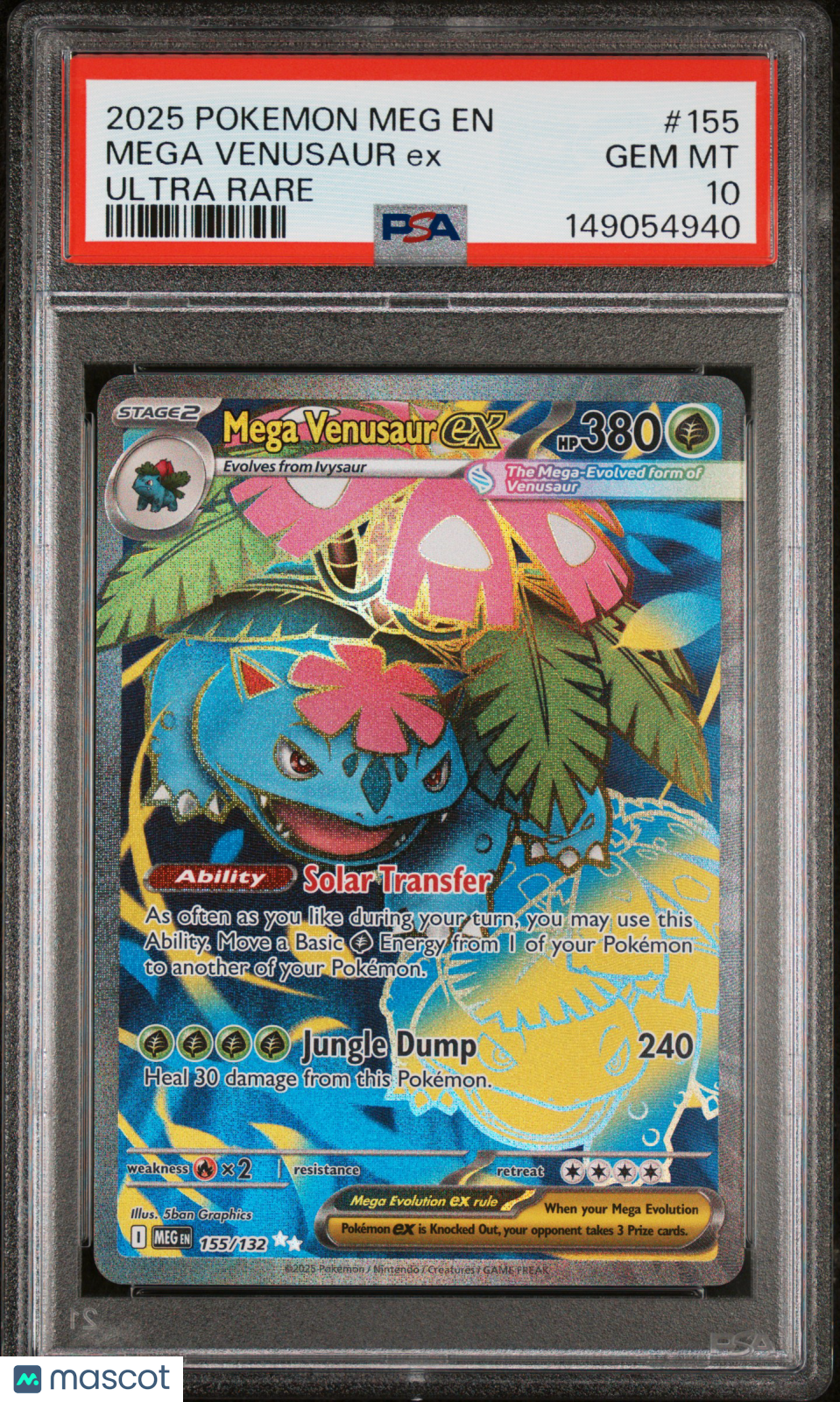 2025 Pokemon Mega Evolution Mega Venusaur EX #155 Ultra Rare PSA 10 GEM MINT - Graded TCG/CCG