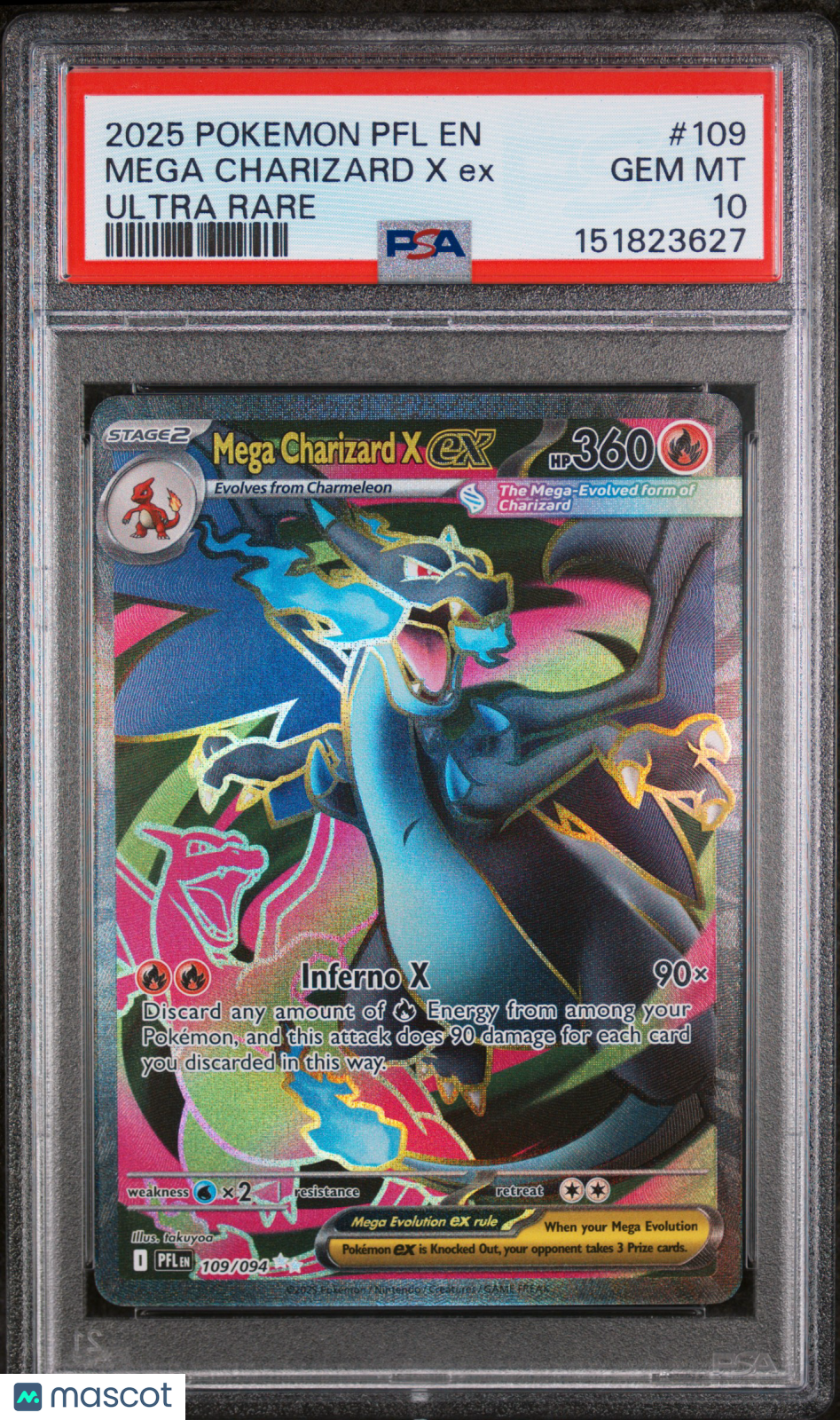 2025 Pokemon Phantasmal Flames Mega Charizard X EX #109 Ultra Rare PSA 10 GEM - Graded TCG/CCG