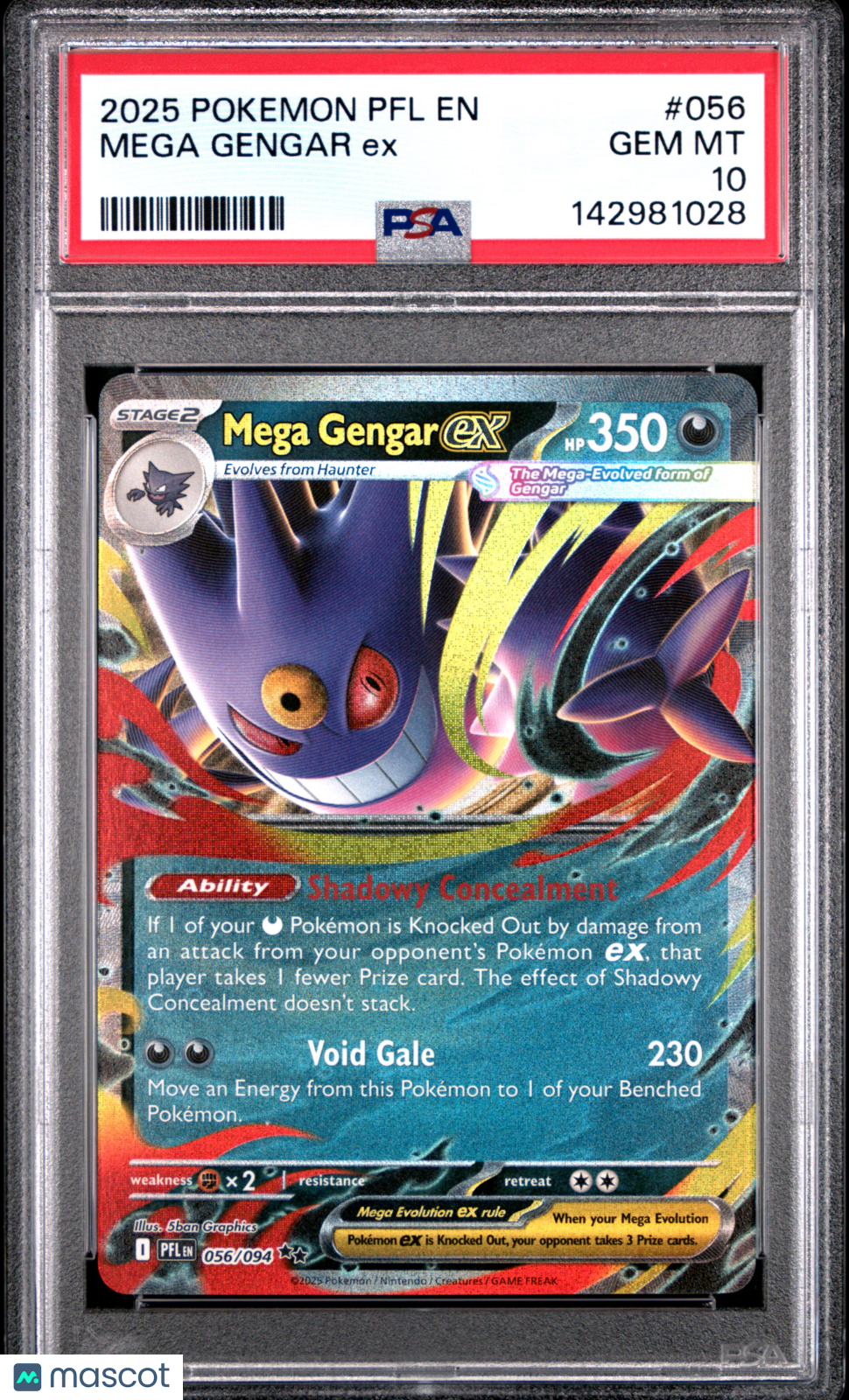 2025 Pokemon Phantasmal Flames Mega Gengar EX #056 PSA 10 GEM MINT - Graded TCG/CCG