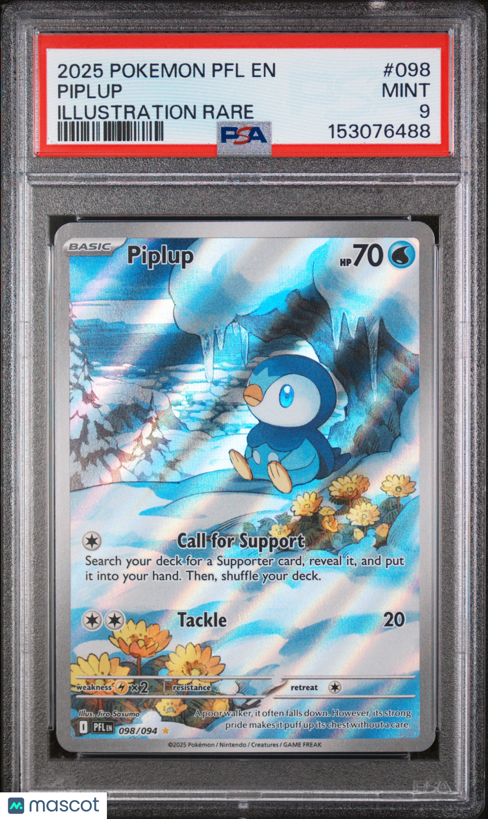 2025 Pokemon Phantasmal Flames Piplup #098 Illustration Rare PSA 9 MINT - Graded TCG/CCG