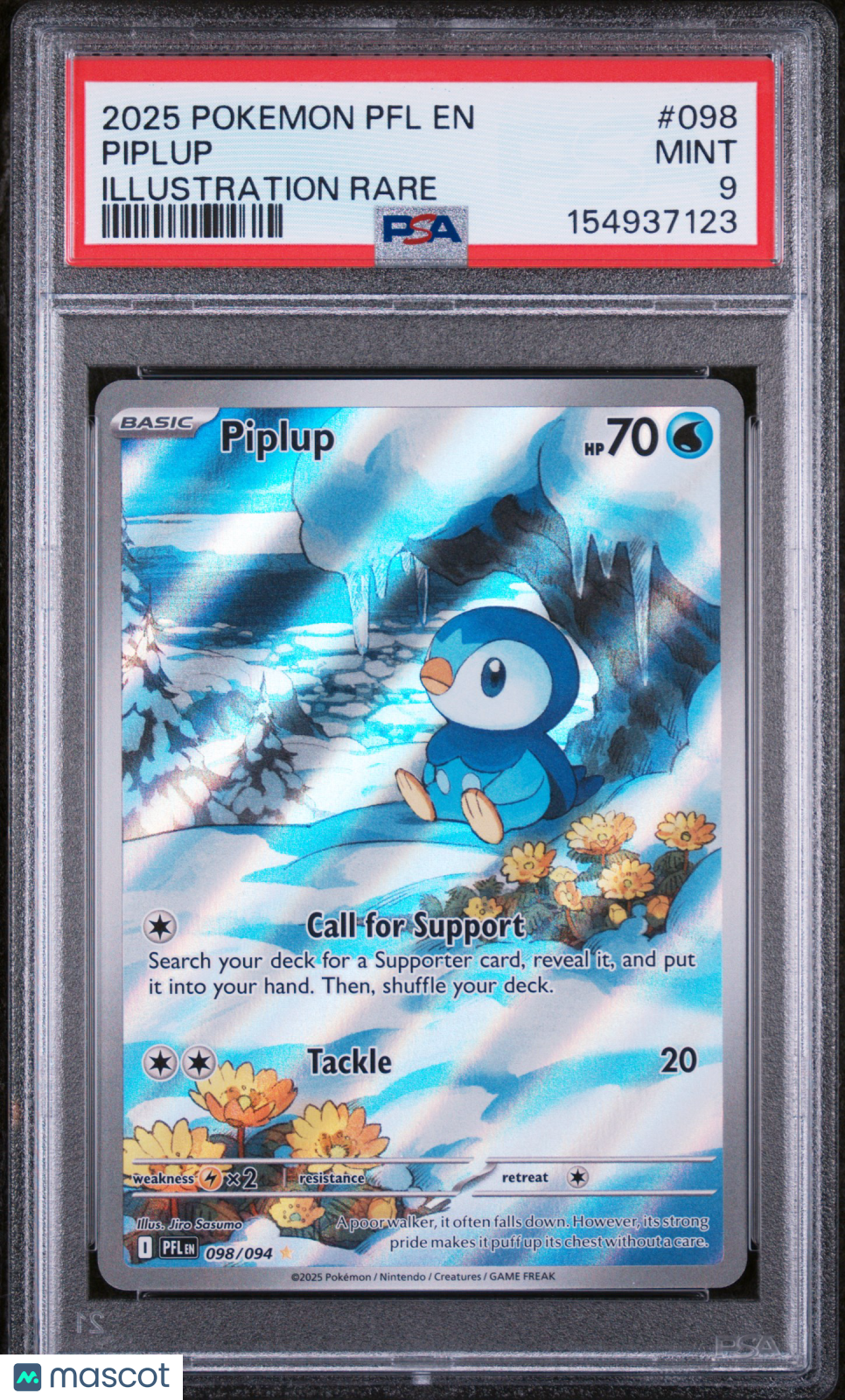 2025 Pokemon Phantasmal Flames Piplup #098 Illustration Rare PSA 9 MINT - Graded TCG/CCG