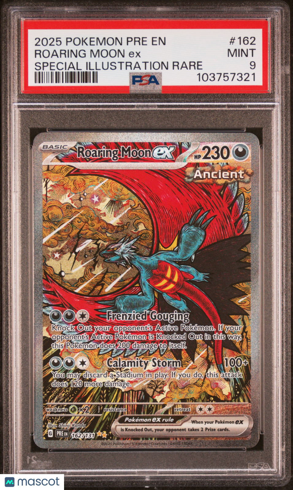 2025 Pokemon Pre EN Roaring Moon EX #162 Special Illustration Rare PSA 9 - Graded TCG/CCG