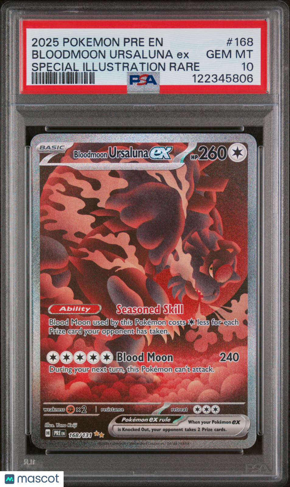 2025 Pokemon Prismatic Evolutions Bloodmoon Ursaluna EX #168 SIR PSA 10 GEM MINT - Graded TCG/CCG