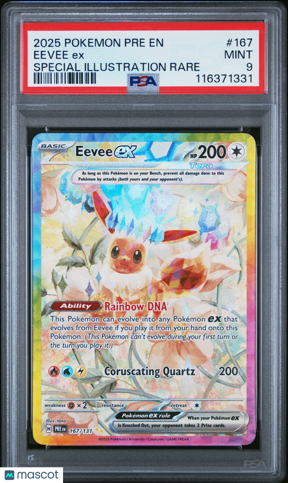 2025 Pokemon Prismatic Evolutions Eevee EX #167 Special Illustration Rare PSA 9 - Graded TCG/CCG
