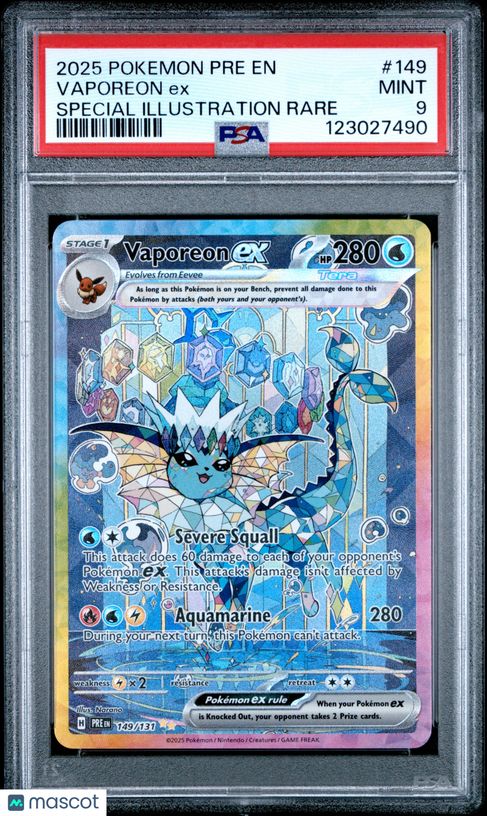 2025 Pokemon Prismatic Evolutions Vaporeon EX #149 SIR PSA 9 MINT - Graded TCG/CCG
