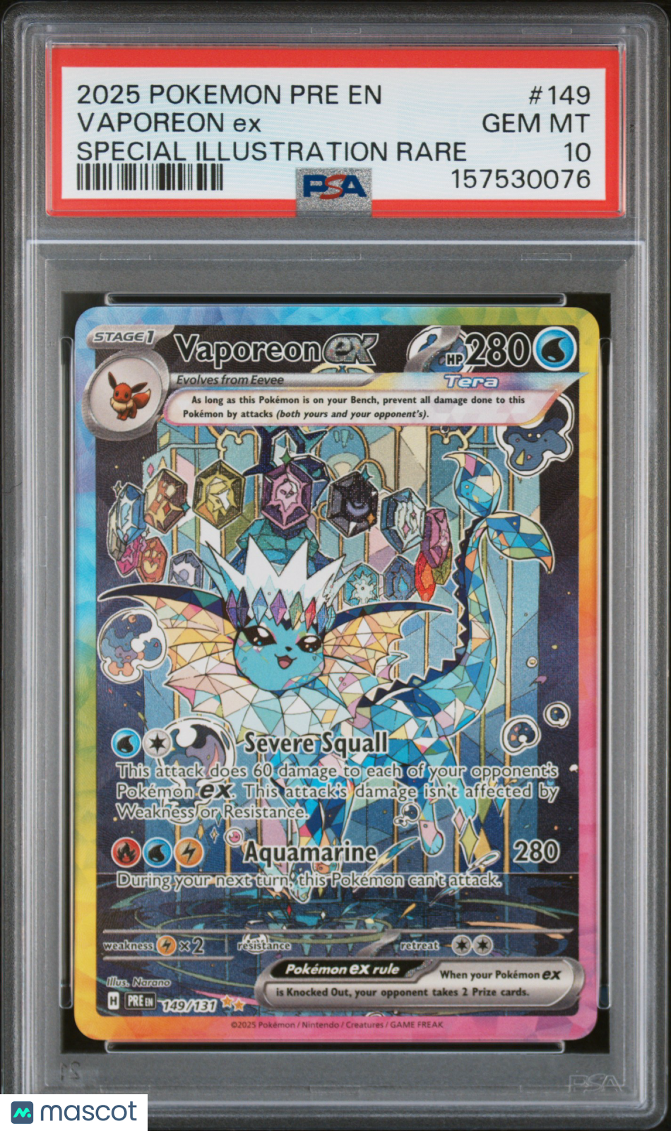 2025 Pokemon Prismatic Evolutions Vaporeon EX Special Illustration Rare PSA 10 - Graded TCG/CCG