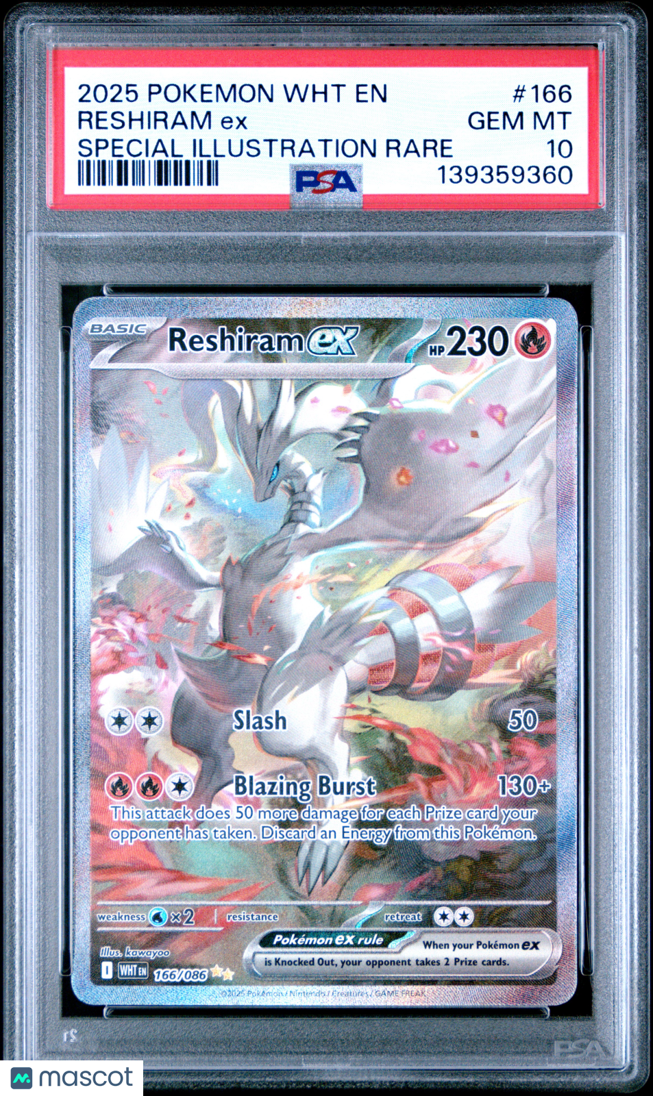 2025 Pokemon White Flare Reshiram EX #166 Special Illustration Rare PSA 10 GEM - Graded TCG/CCG