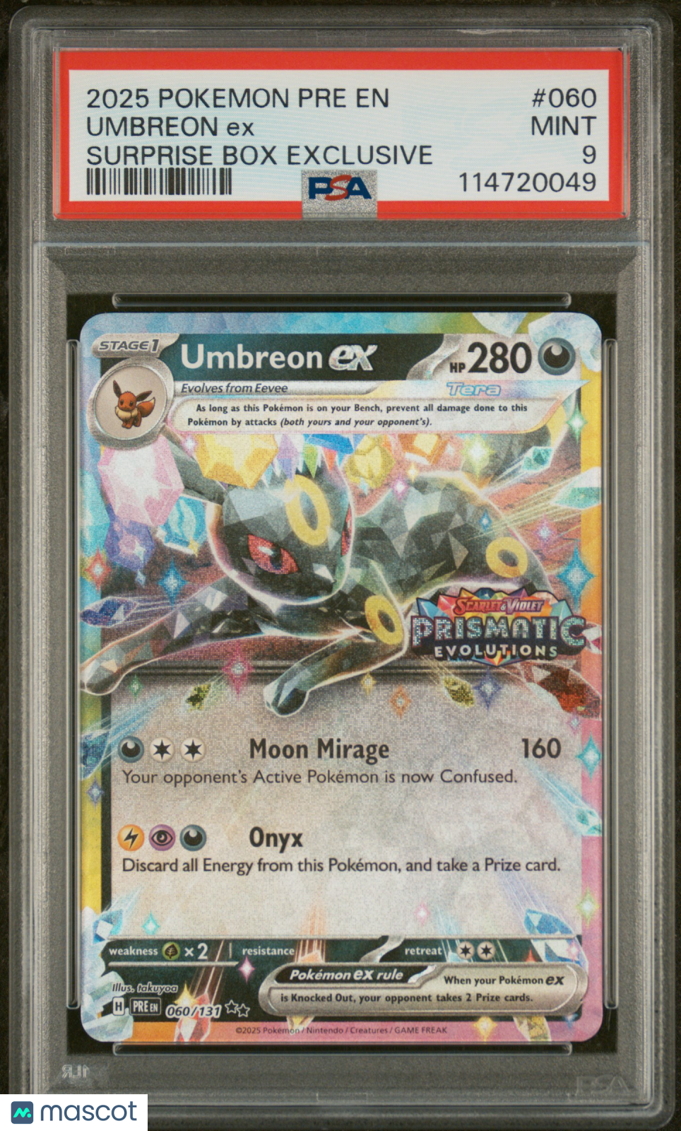 2025 Prismatic Evolutions Umbreon EX #060 Surprise Box Exclusive PSA 9 - Graded TCG/CCG