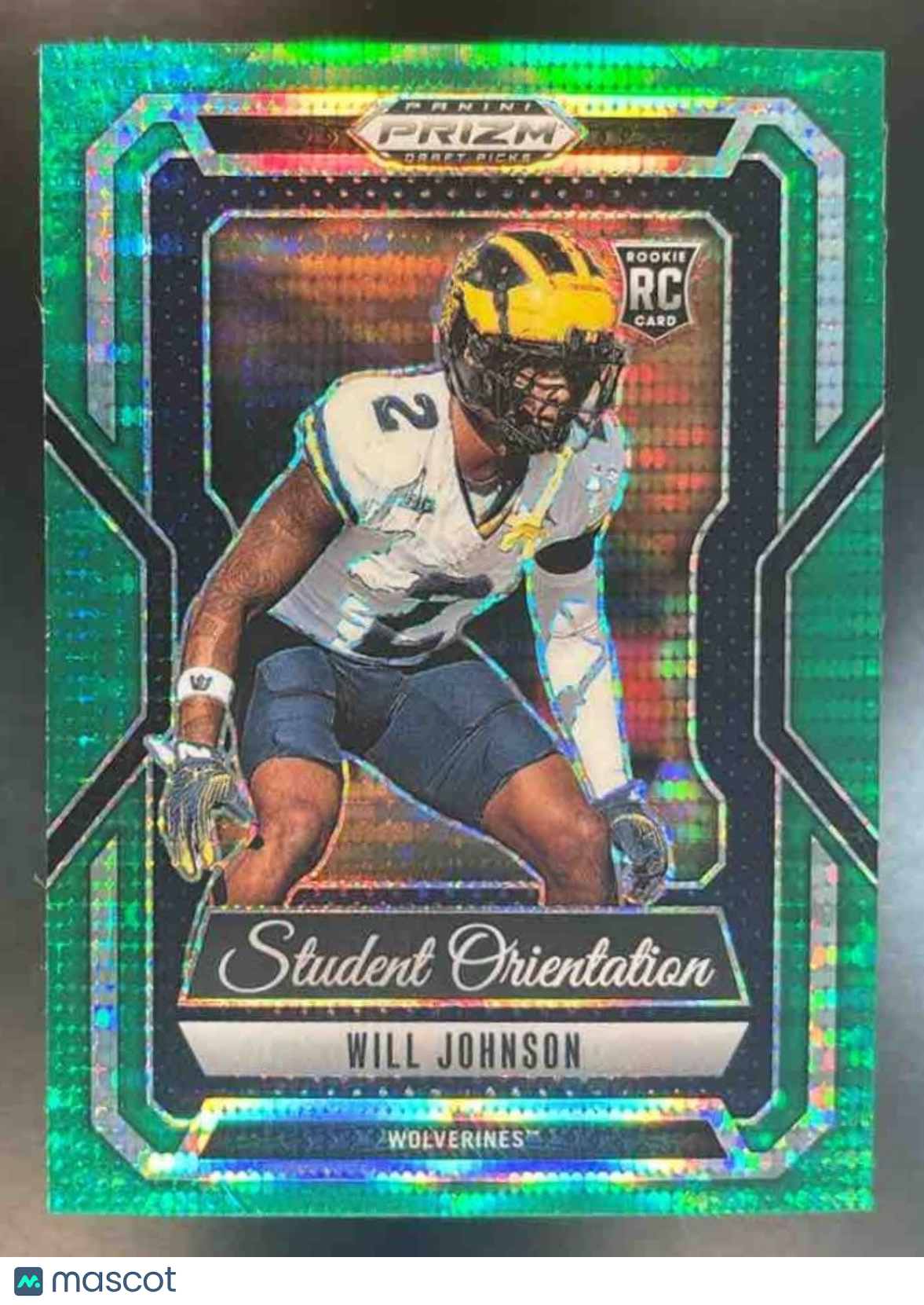 2025 Prizm Draft Will Johnson Student Orientation Green Pulsar /49 #18 Wolverine - Sports Cards