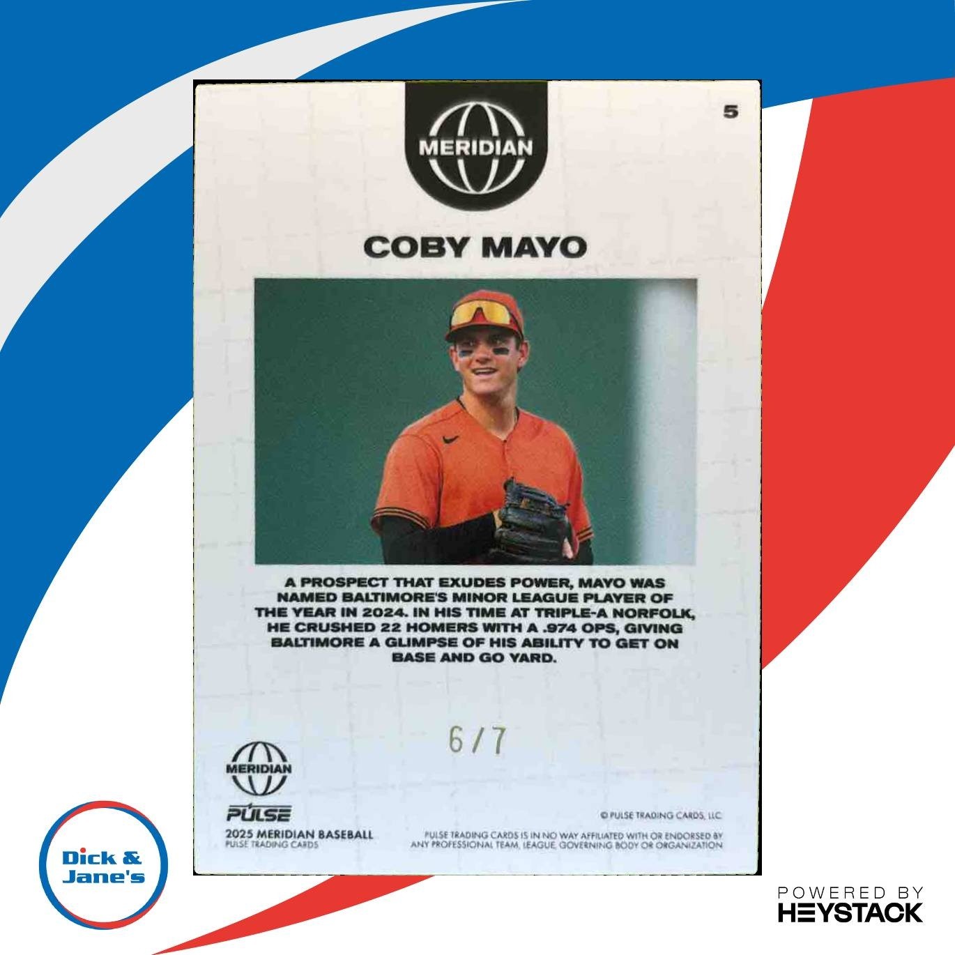 2025 Pulse Meridian Coby Mayo Speckled Purple /7 #5 - Sports Cards