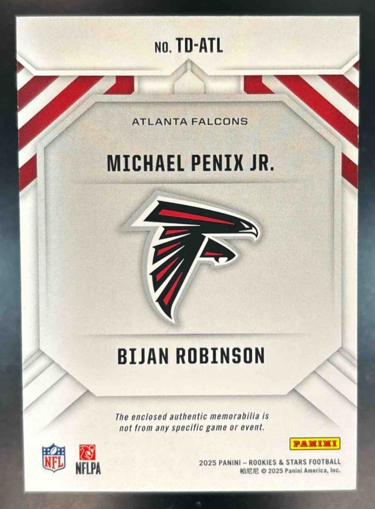 2025 Rookies & Stars Bijan Robinson Michael Penix Jr. Team Dual Patch /49 Falcon - Sports Cards