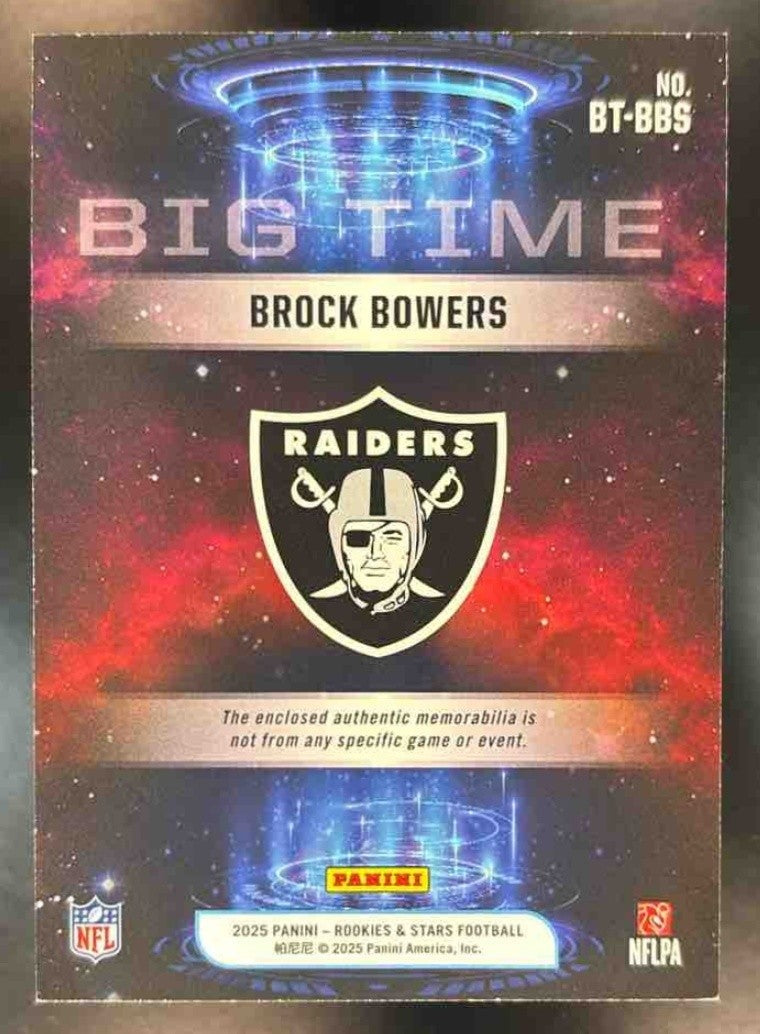 2025 Rookies & Stars Brock Bowers Big Time Prime Patch /49 MEM Las Vegas Raiders - Sports Cards